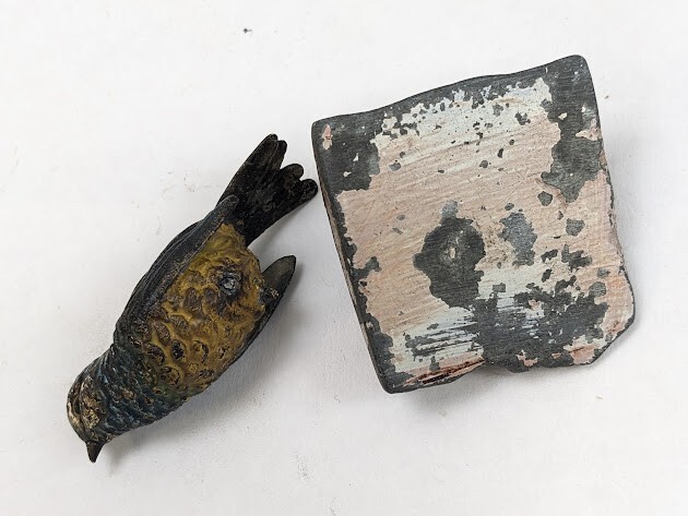 Antique Austrian Vienna Cold Painted Bronze Bird Miniature As-Is for repair