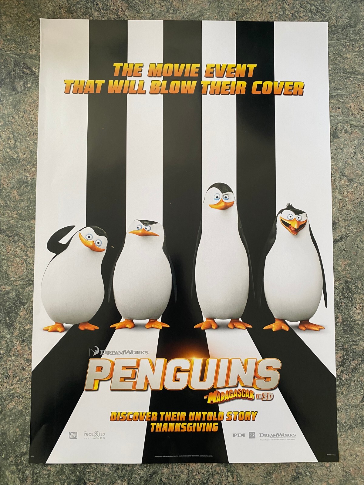 Penguins of Madagascar Original Double Sided Movie Poster 13 x 20