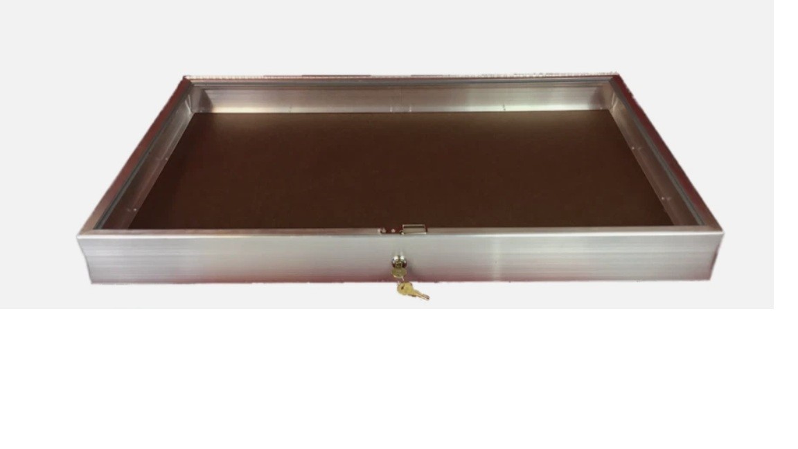 Aluminum Display Case Side Opening 34 x 22 x 3 Glass Top Showcase for Trade Show