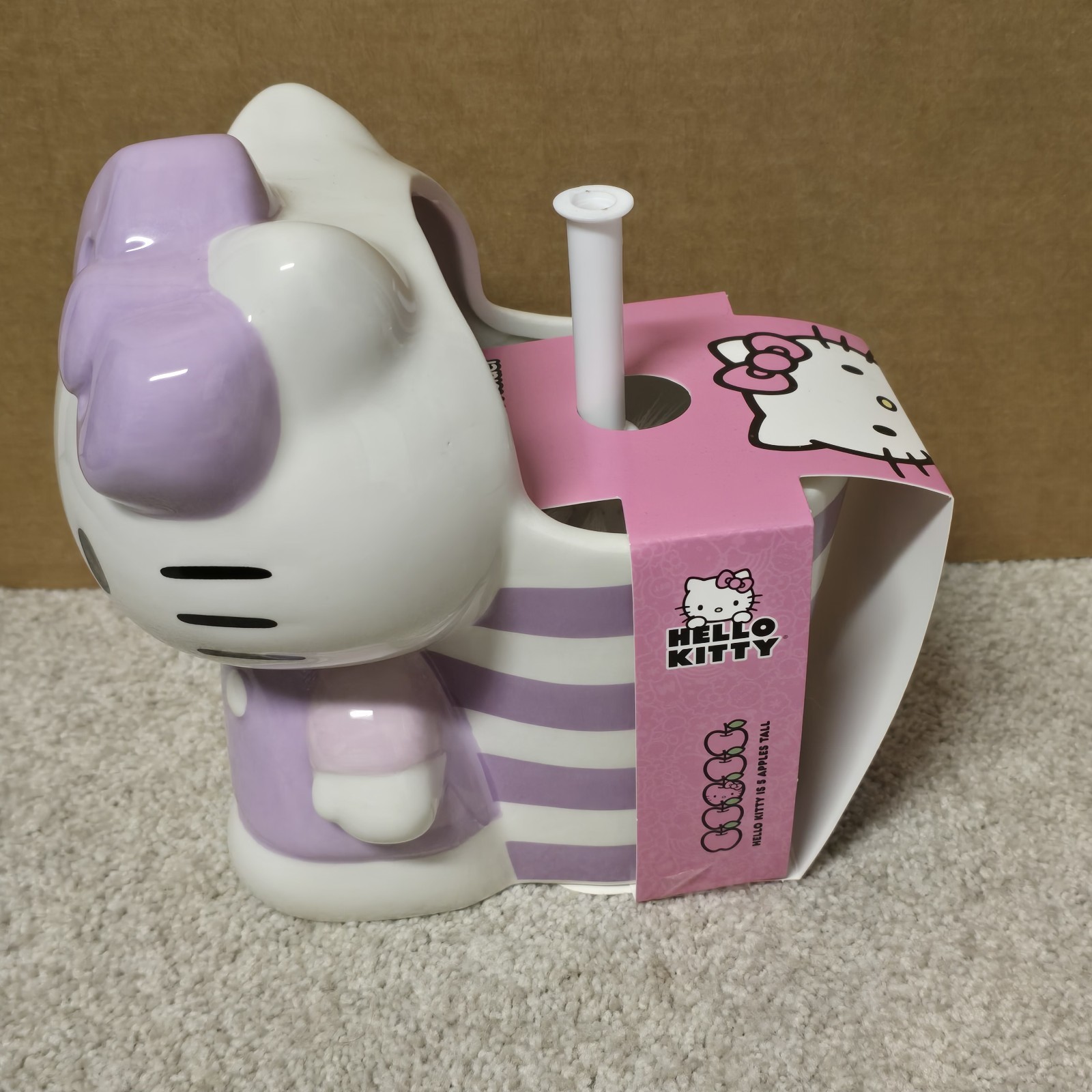 Hello Kitty Lavender Ceramic Toilet Brush & Holder Bathroom Decor NEW