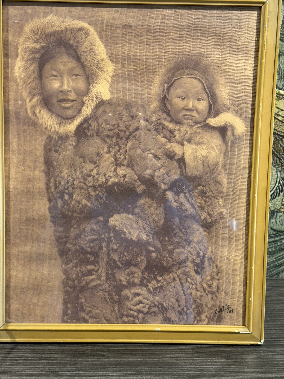 VINTAGE EDWARD CURTIS PHOTO / WOMAN & CHILD NUNIVAK/ ALASKA INUIT, ESKIMO
