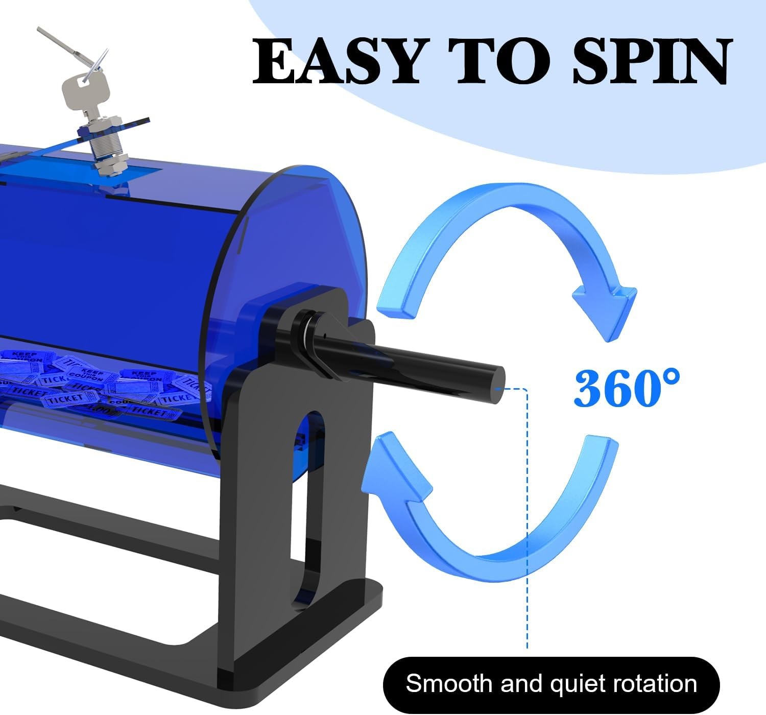 Raffle Ticket Spinner Raffle Drum: Acrylic Rotating Lottery Box with Handle ...
