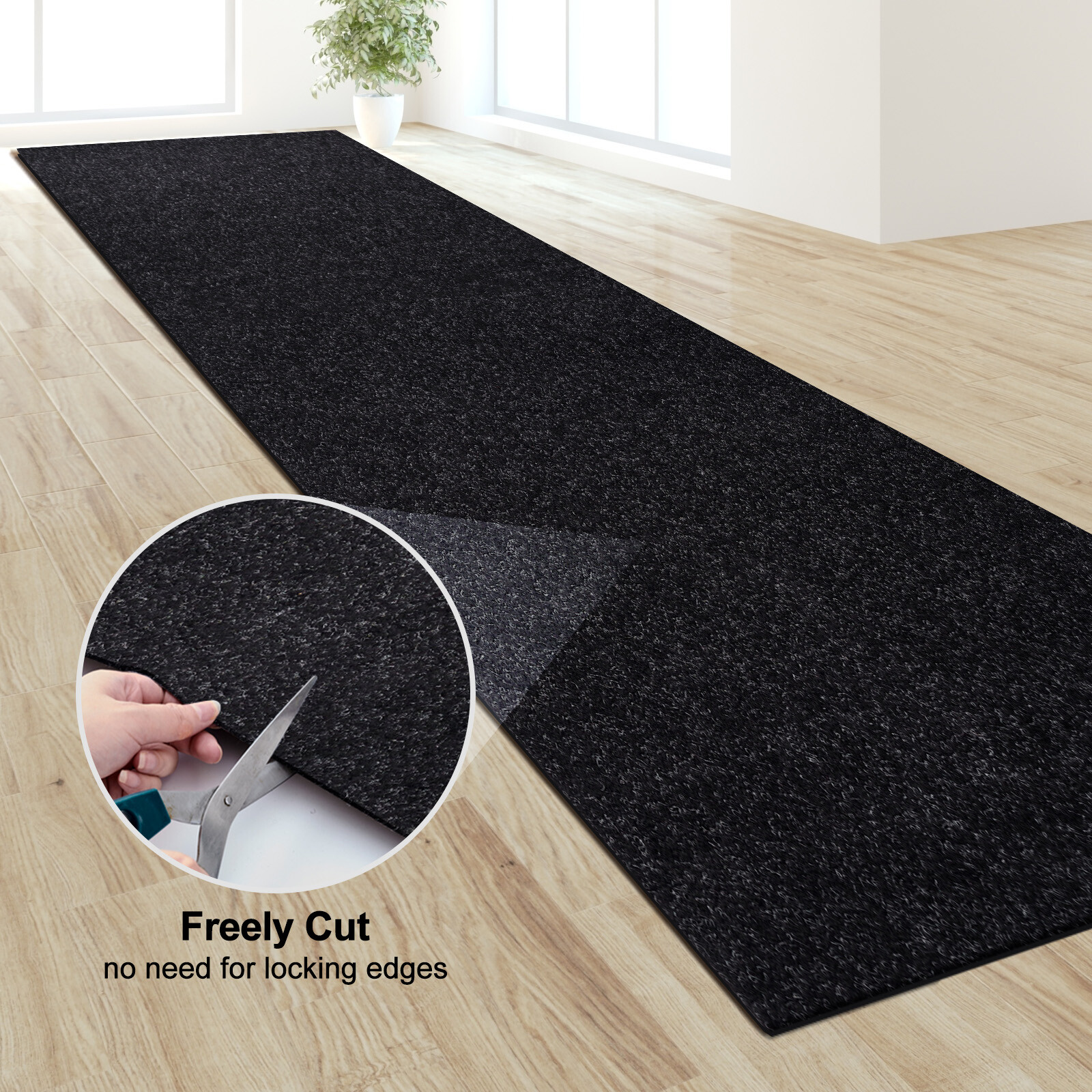 Black Runner Rug Hallway Non Slip Rubber Back Entryway Kitchen Runner Door Mat