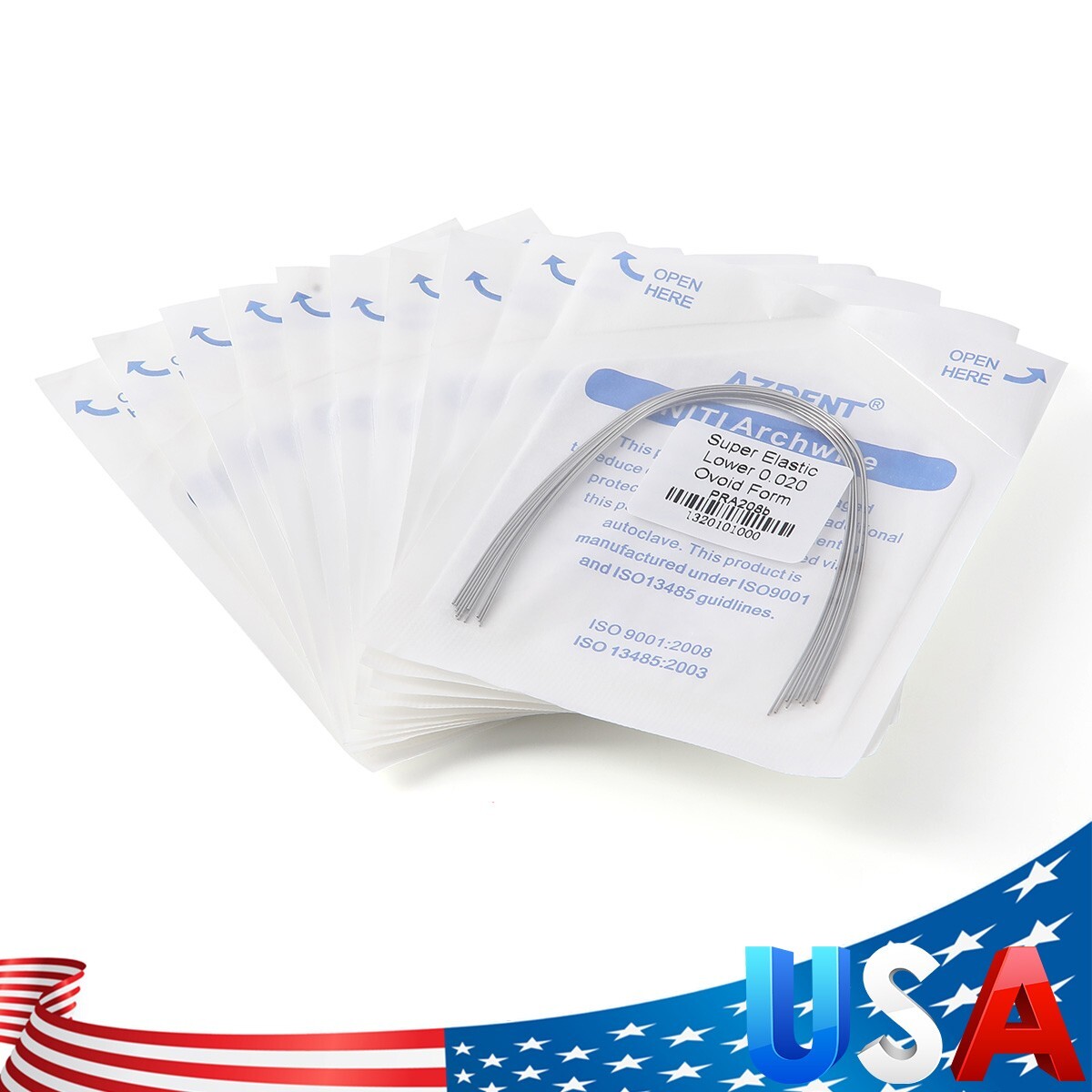 AZDENT Dental Orthodontic Arch Wire Super Elastic NiTi Ovoid Round Rectangular