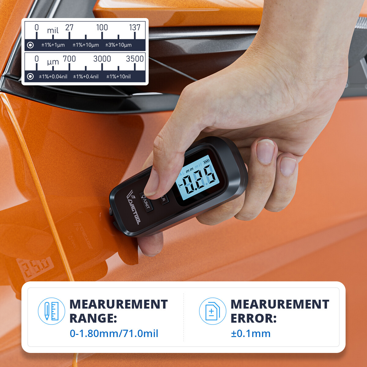 Digital Car Coating Paint Thickness Gauge Meter Tester Painting Measurement LCD
