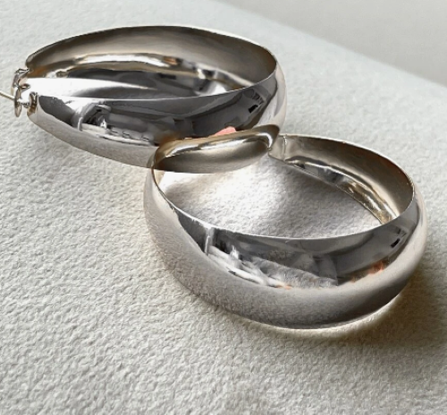 Wide Silver Hoop Earrings Big Large Silver Tone Hoop Earrings for Women