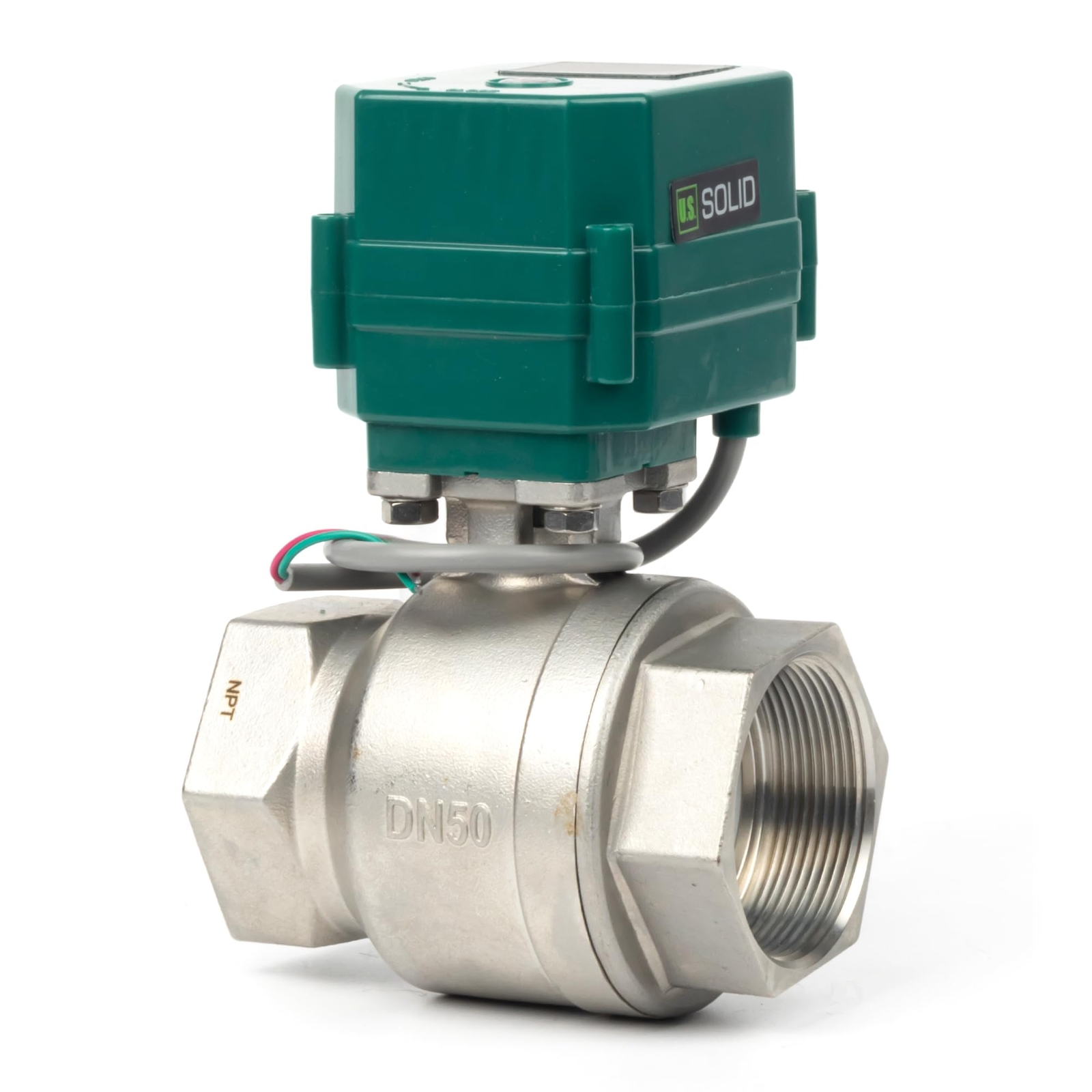 U.S. Solid Motorized Ball Valve 2 inch Stainless Steel 9-24V AC/DC