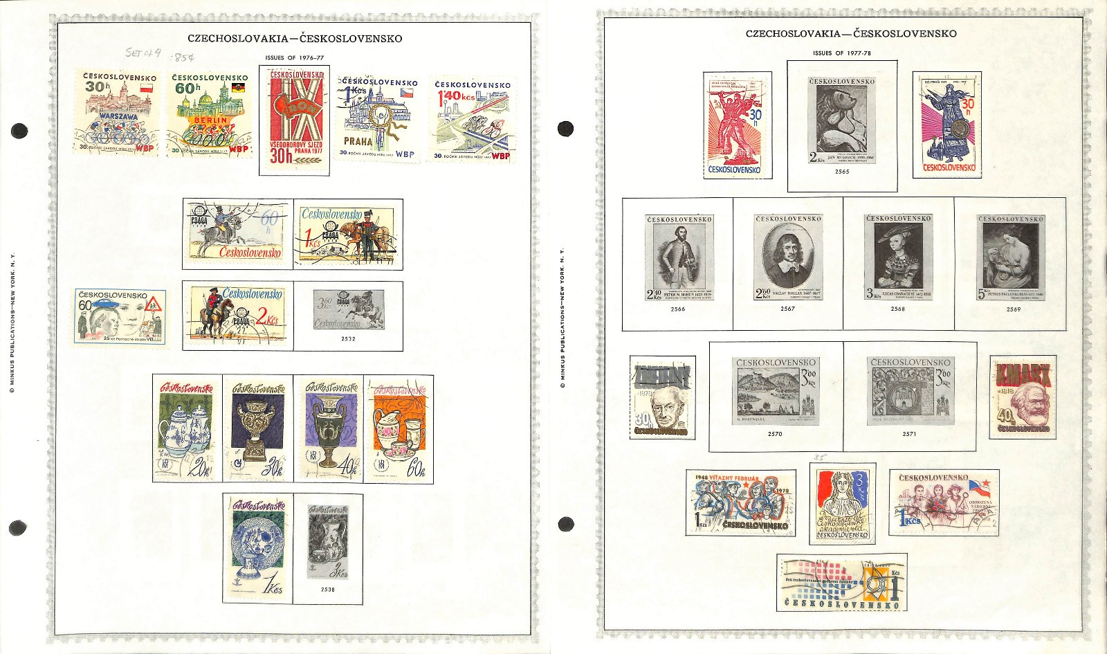 Czechoslovakia Stamp Collection on 50 Minkus Pages, 1918-1969, 1976-1991 (BN)