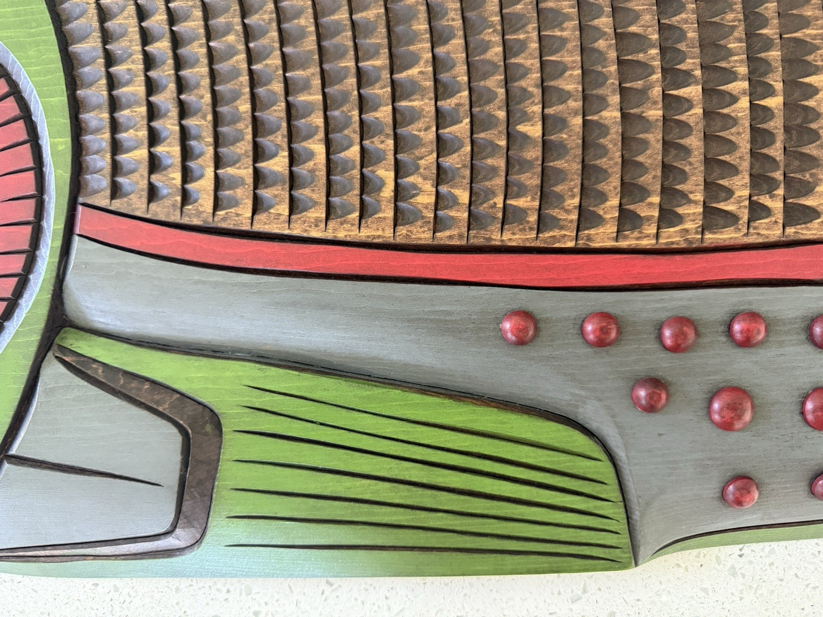 Original Kwakiutl Salmon Spawning Wood Carving by Demsey Willie, Estate Find