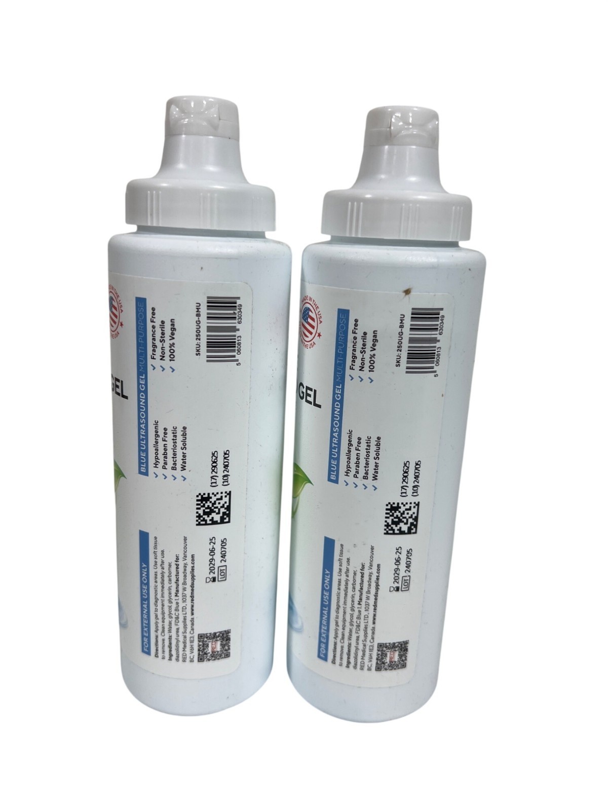 Red Conductive Ultrasound Gel Medium Viscosity Blue 250ml Set Of 2 Sealed Bottle