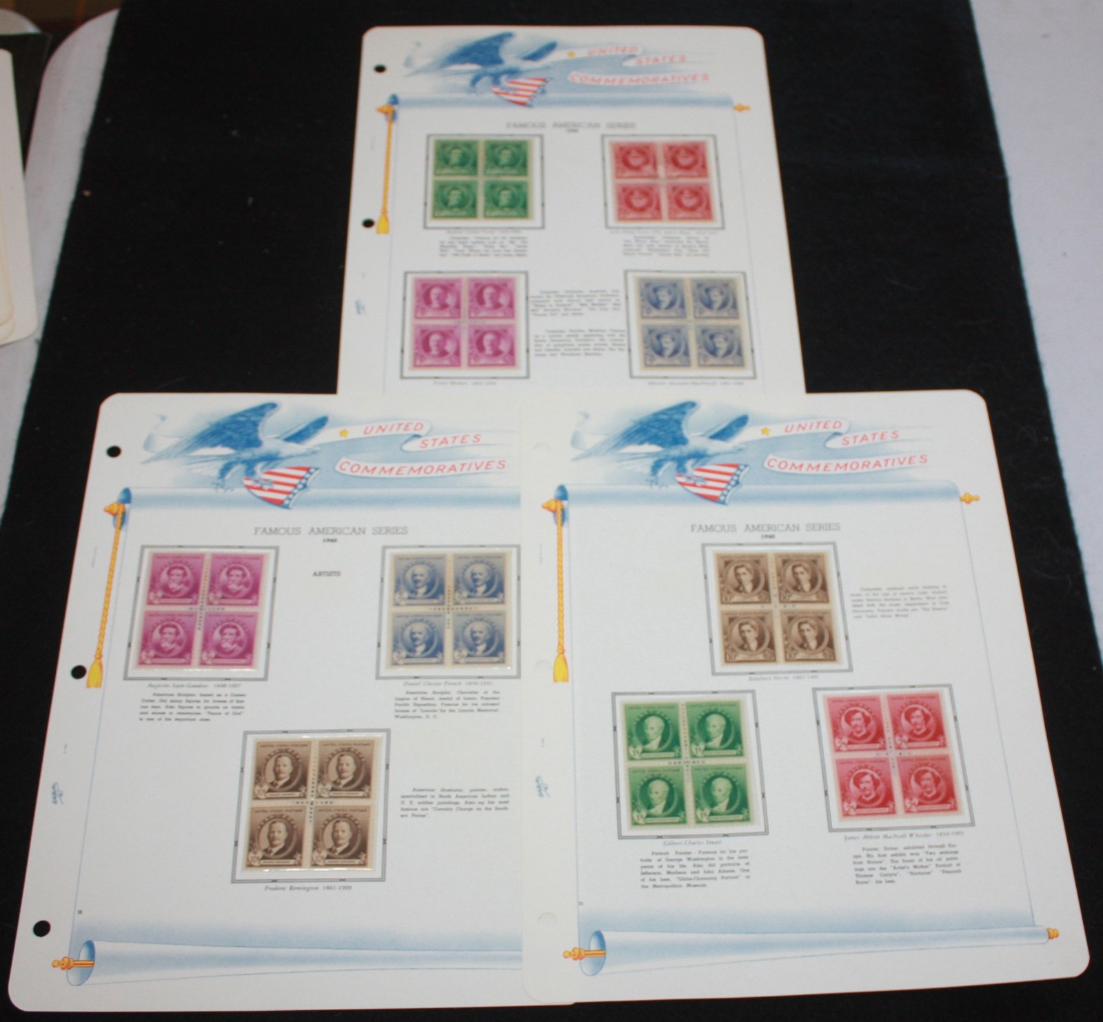 1940 - 35 MNH BLOCKS OF 4 - SC# 859-893 - FAMOUS AMERICAN SERIES