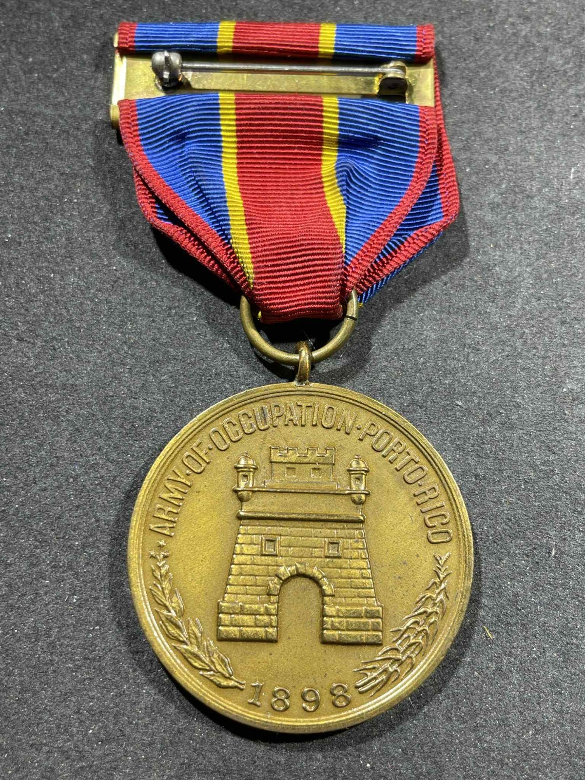 Spanish American War Military US Navy Army of Occupation Porto Rico Medal Crimp