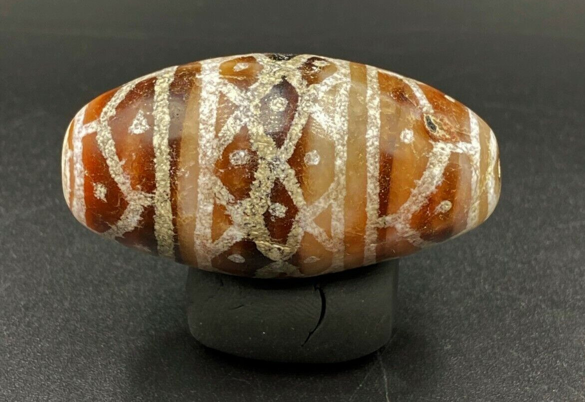 Old Ancient Antique Indo Tibetan Phum Dzi Tian Zhu Himalayan Amulet Agate Bead