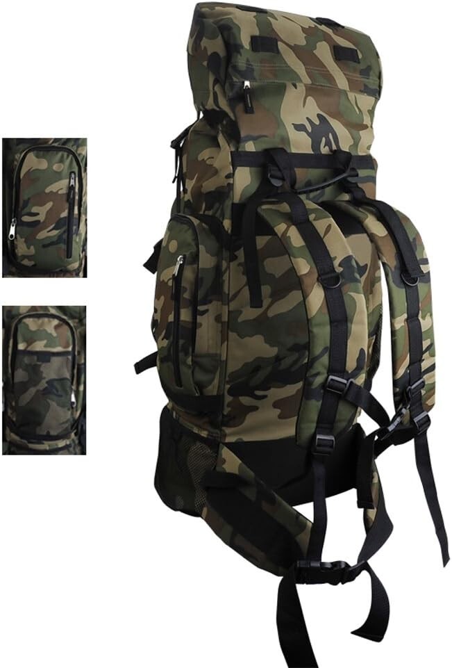 Large Camouflage Backpack for Hiking - Water-Resistant - FINAL CLOSEOUT