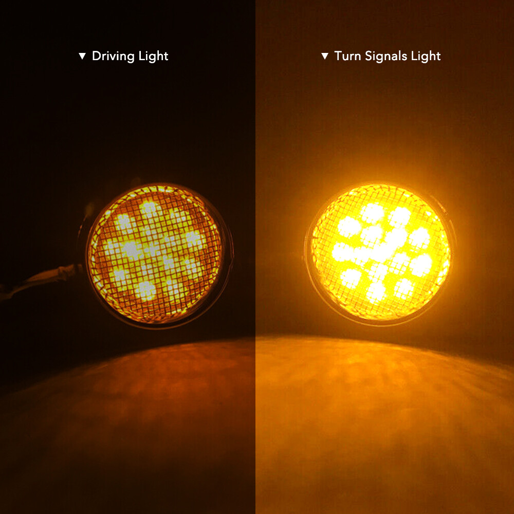 Chrome Motorcycle Bullet Amber Blinker Running LED Turn Signals Tail Rear Light