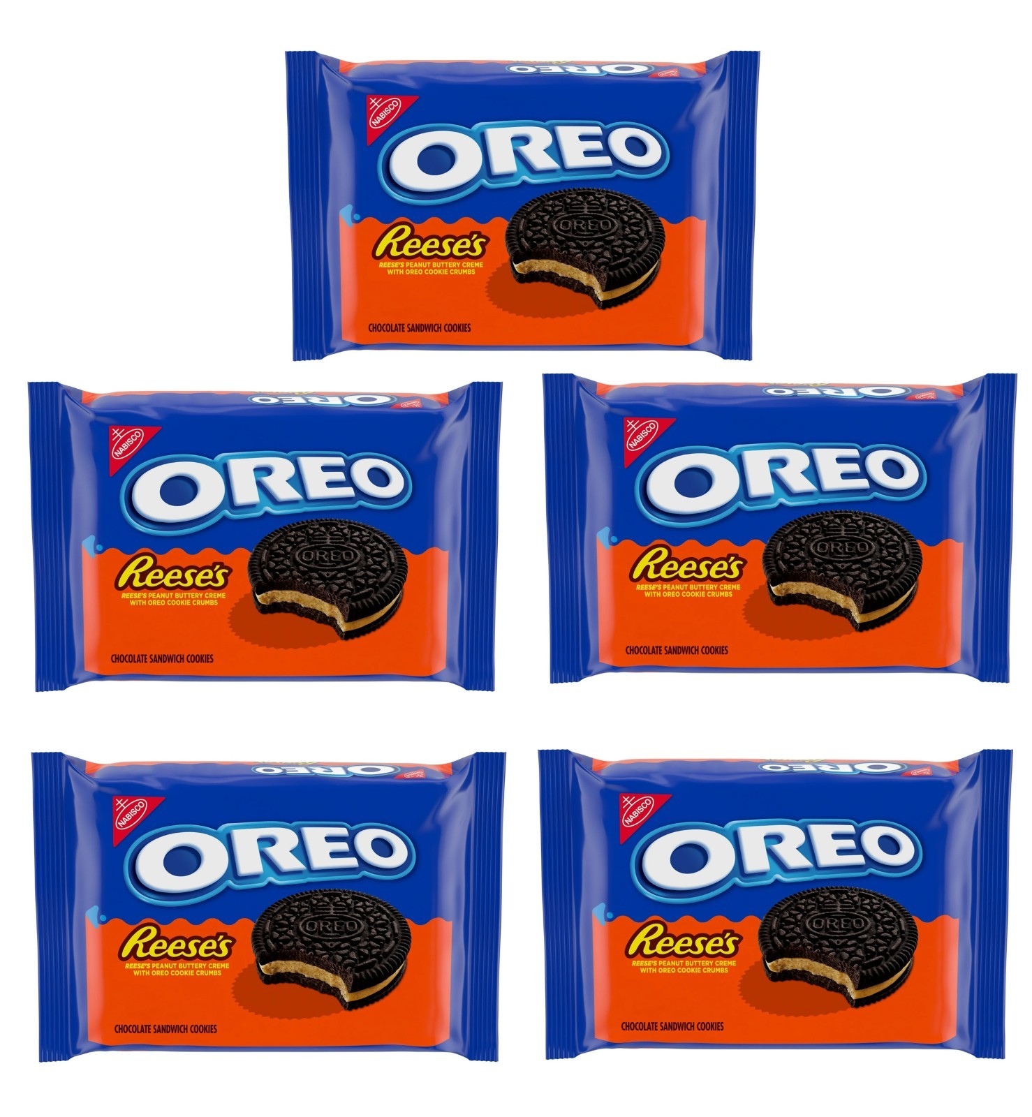 5 Pack OREO REESE'S Peanut Butter Creme Chocolate Sandwich Cookies 12.35 oz Each
