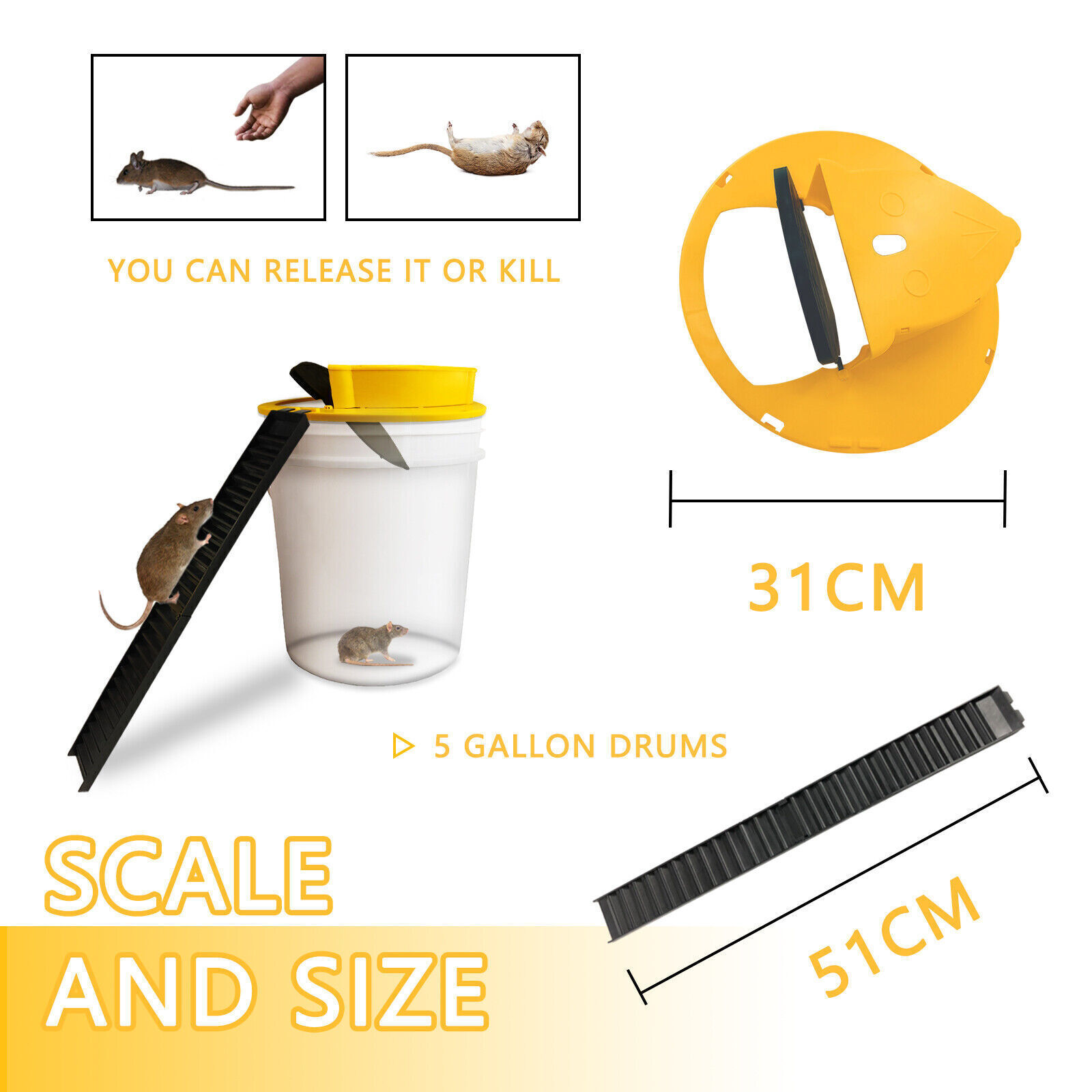 4PACK Bucket Lid Mouse Rat Trap Bucket Mousetrap Catcher US FAST SHIPPING