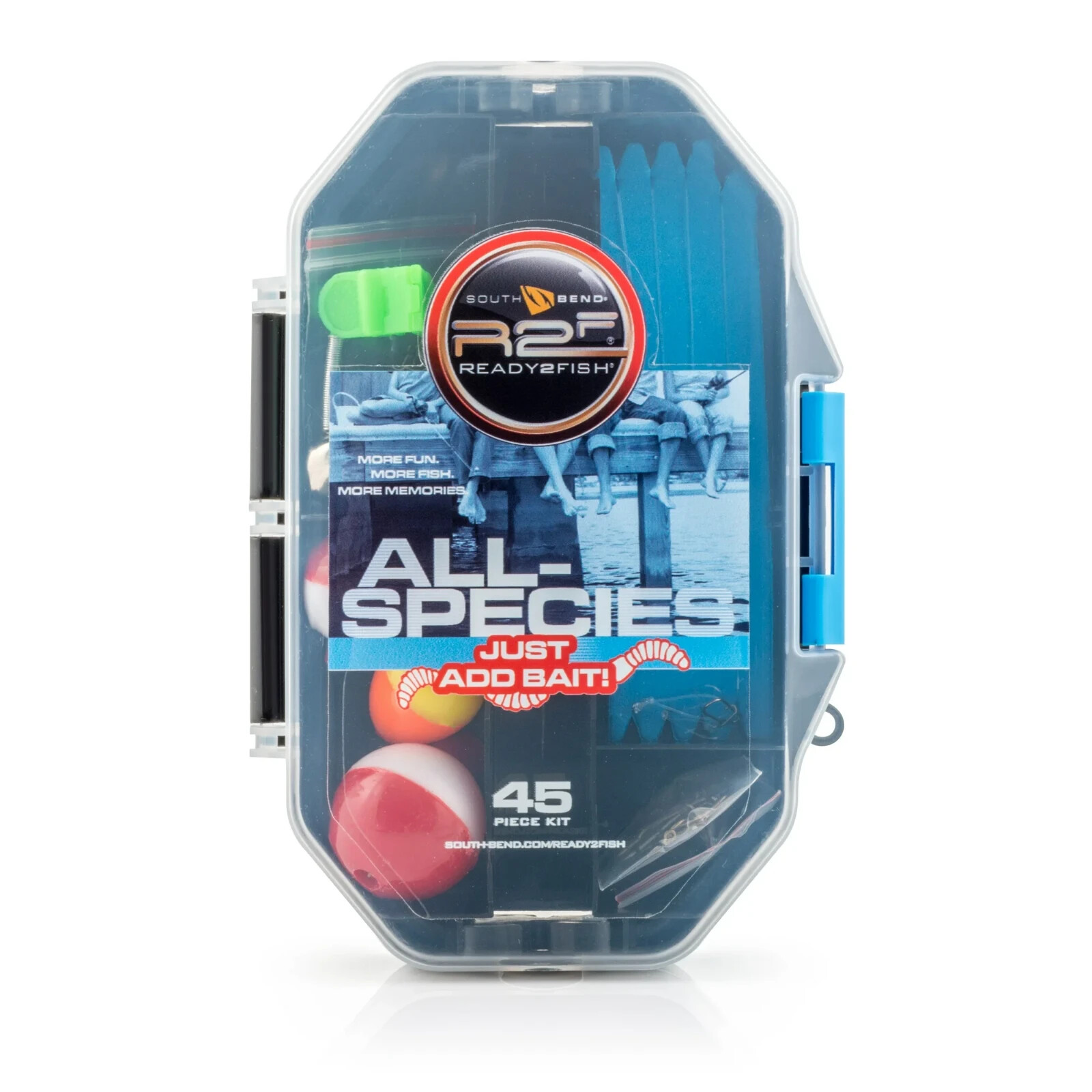 Kids' RH Spincasting Fishing Rod and Reel Combo 5'6" W/ Tackle Box BLUE