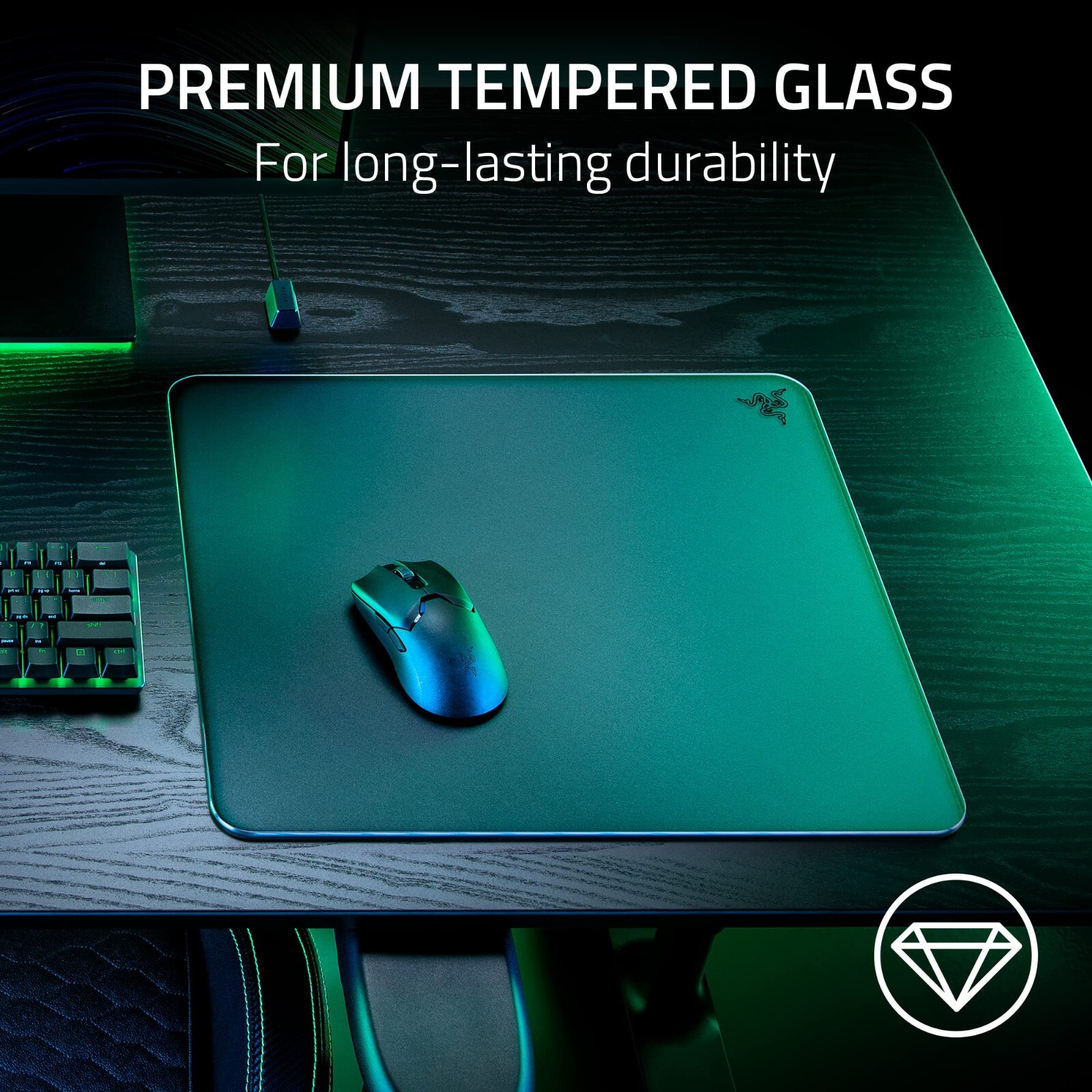 Razer Atlas Tempered Glass Gaming Mouse Mat - Black