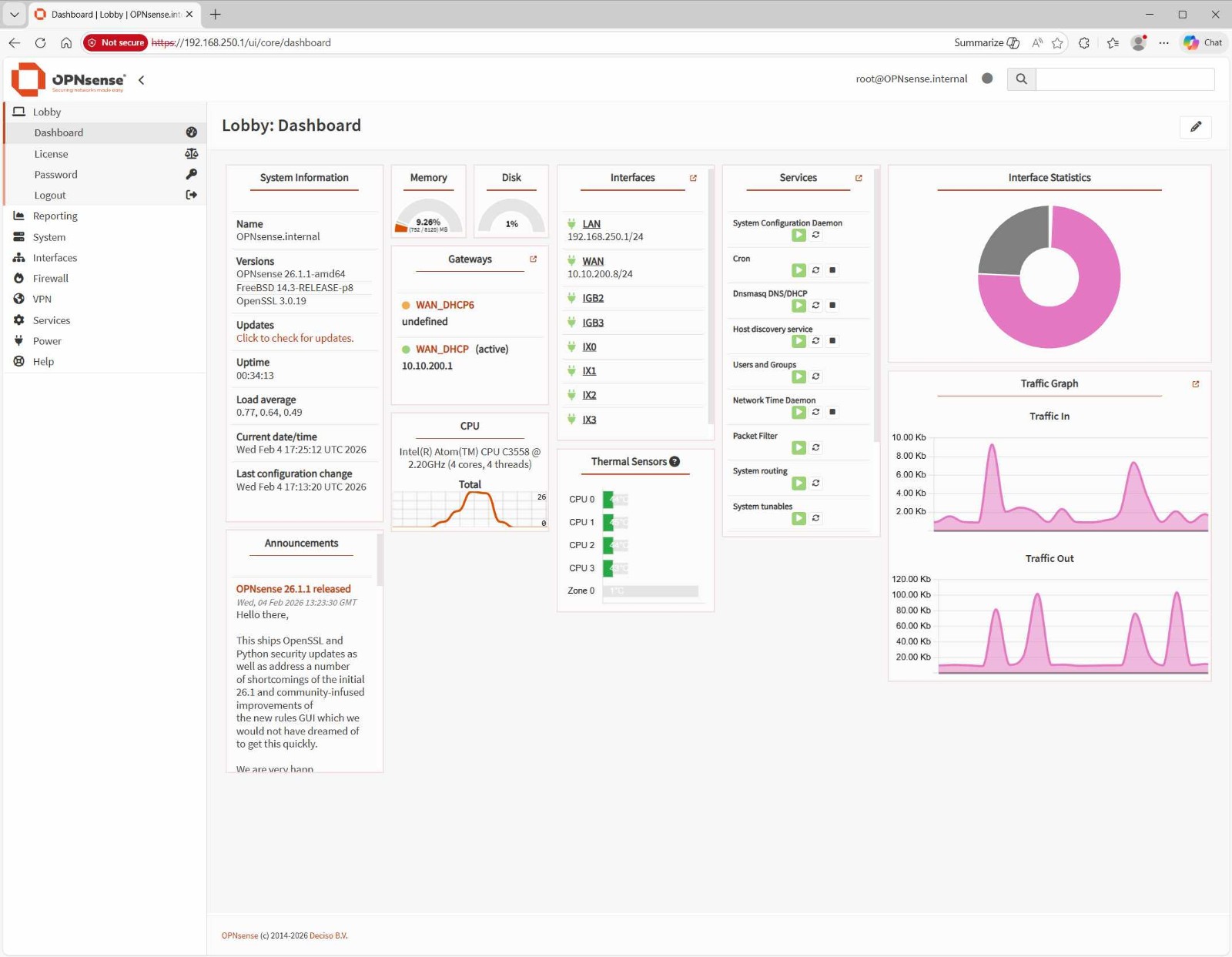 10GbE OPNsense Firewall VPN AES QAT 4-Core Atom C3558 2.20GHz 8GB DDR4 128GB SSD