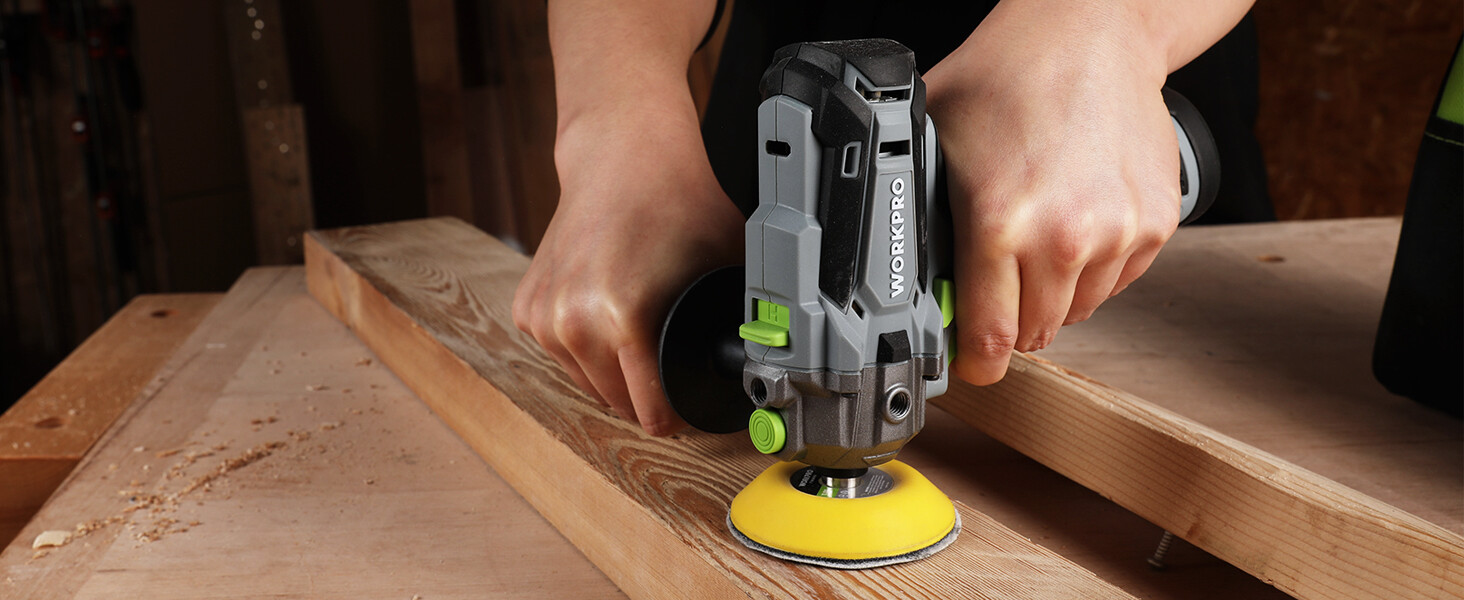 WORKPRO 12V Cordless Polisher 3" Mini Car Detailing Buffer & Sander Machine Kit