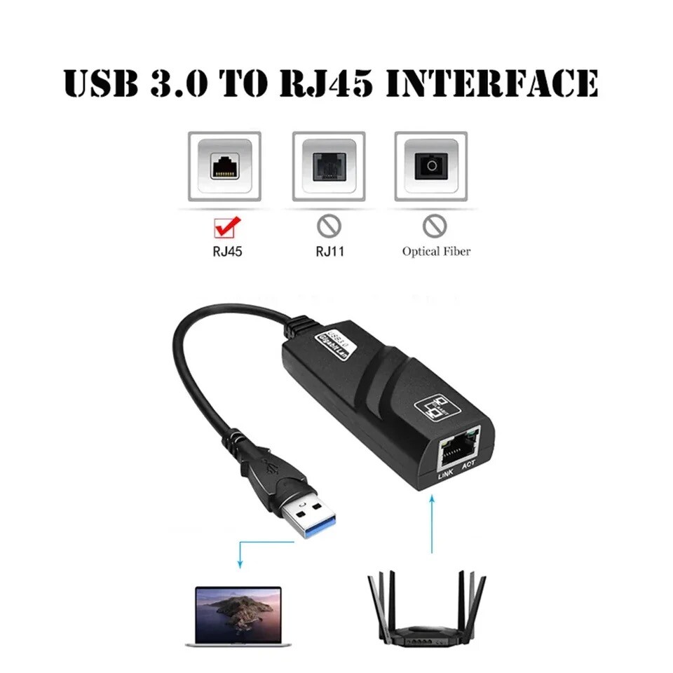 USB 3.0 Gigabit Ethernet LAN RJ45 1000Mbps Network Adapter For Windows PC LOT