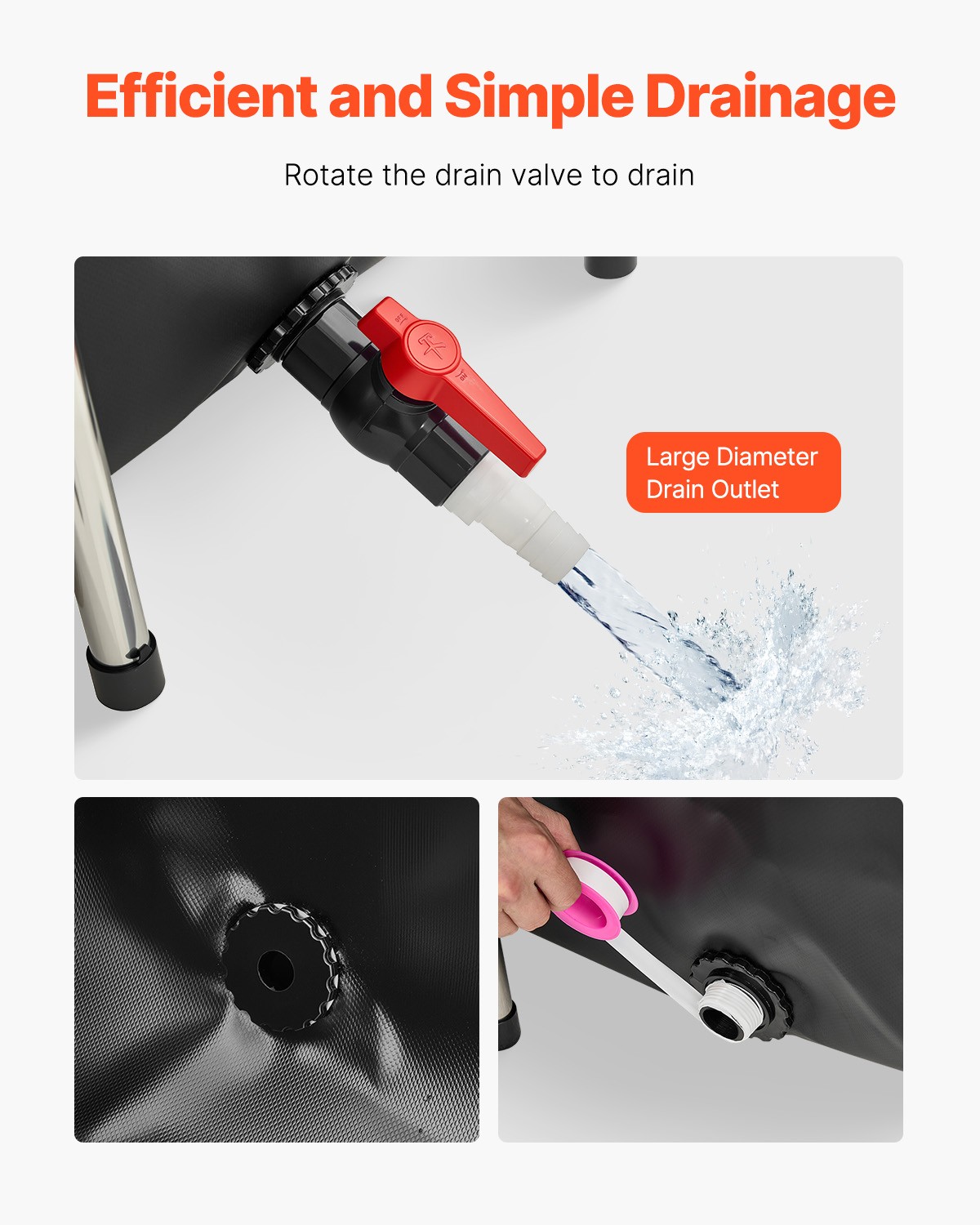 VEVOR Canvas Fish Pond Above Ground Koi Tank 126.8 Gal with Clear Viewing Panel