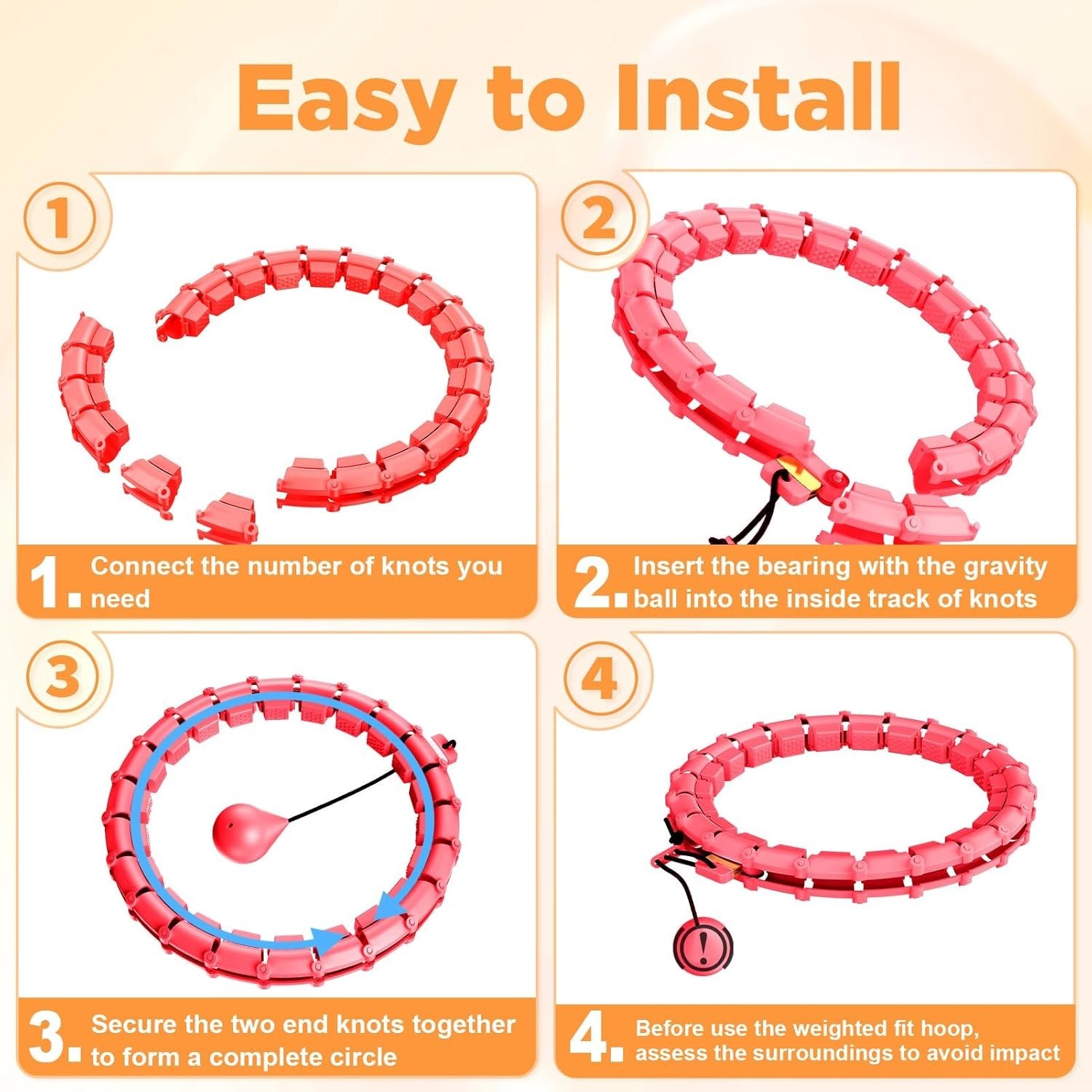 Infinity Adjustable Hoop Fit Plus Size 65", Weighted Hoops for Adults Weight ...