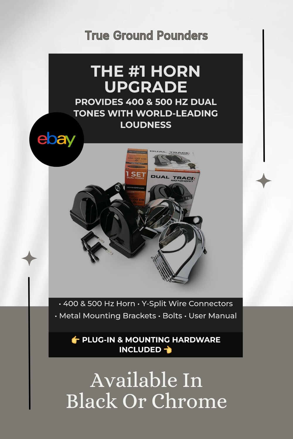 DUAL TRACK CHROME MOTORCYCLE HORN SUPER LOUD!!!