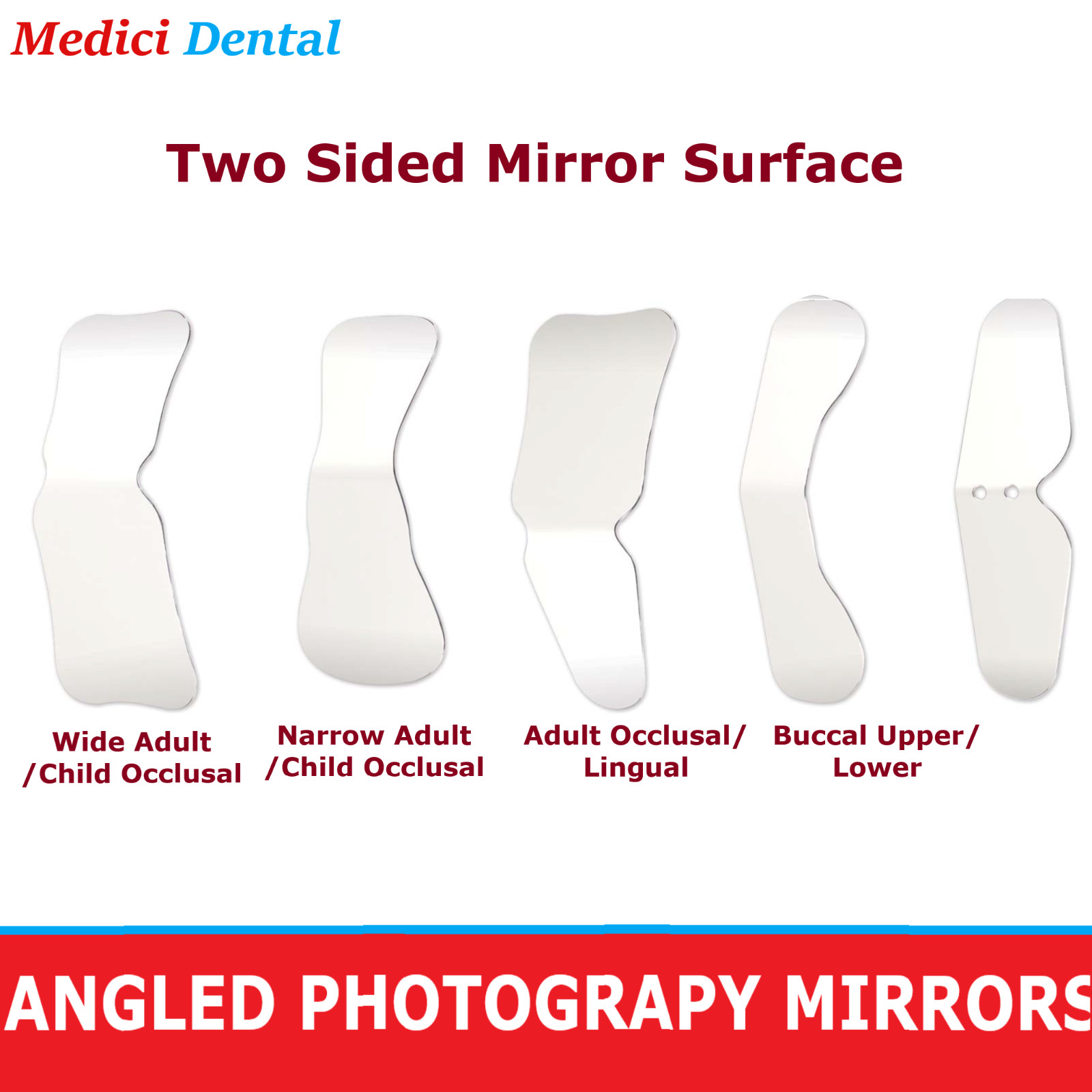 Dental Ortho Intraoral Angeled Photo Mirror Occlusal Buccal & Lingual Two Sided