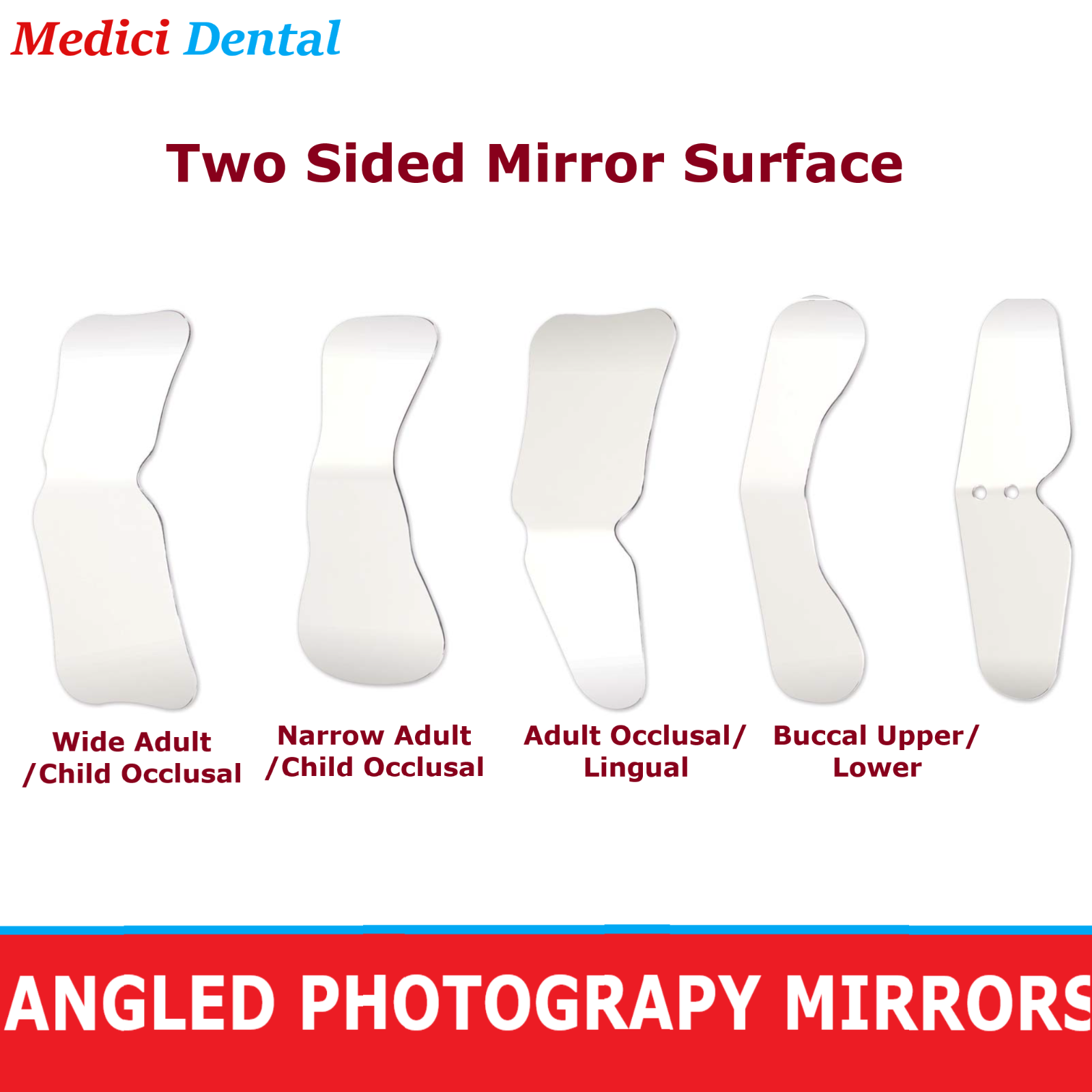 Dental Ortho Intraoral Angeled Photo Mirror Occlusal Buccal & Lingual Two Sided