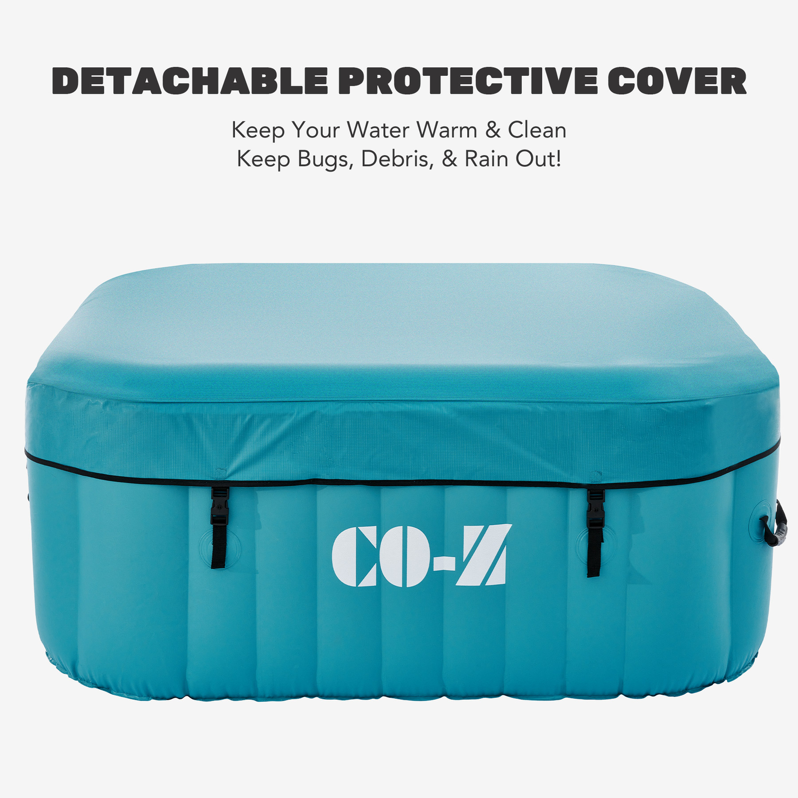 CO-Z Inflatable Spa Tub w 120 Air Jets Heater Air Pump Outdoor Square Hot Tub