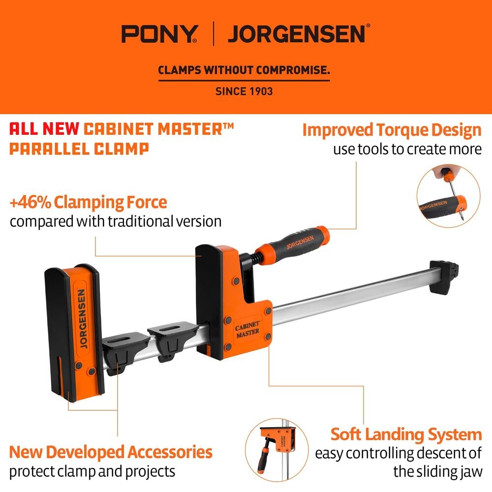 JORGENSEN 2-PACK 24" Parallel Bar Clamp Heavy-Duty Cabinet Master Clamp 2200 lbs