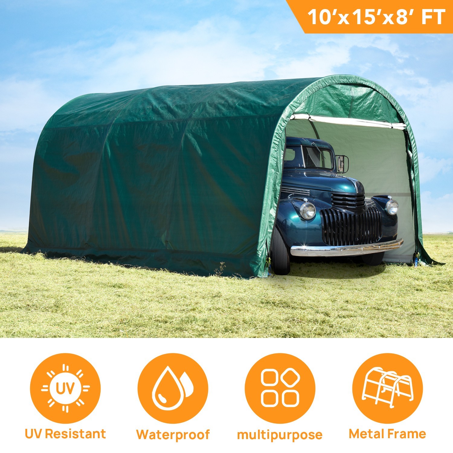 10x15/20ft Carport Heavy Duty Car Tent Garage Canopy Storage Shed Frame & Cover