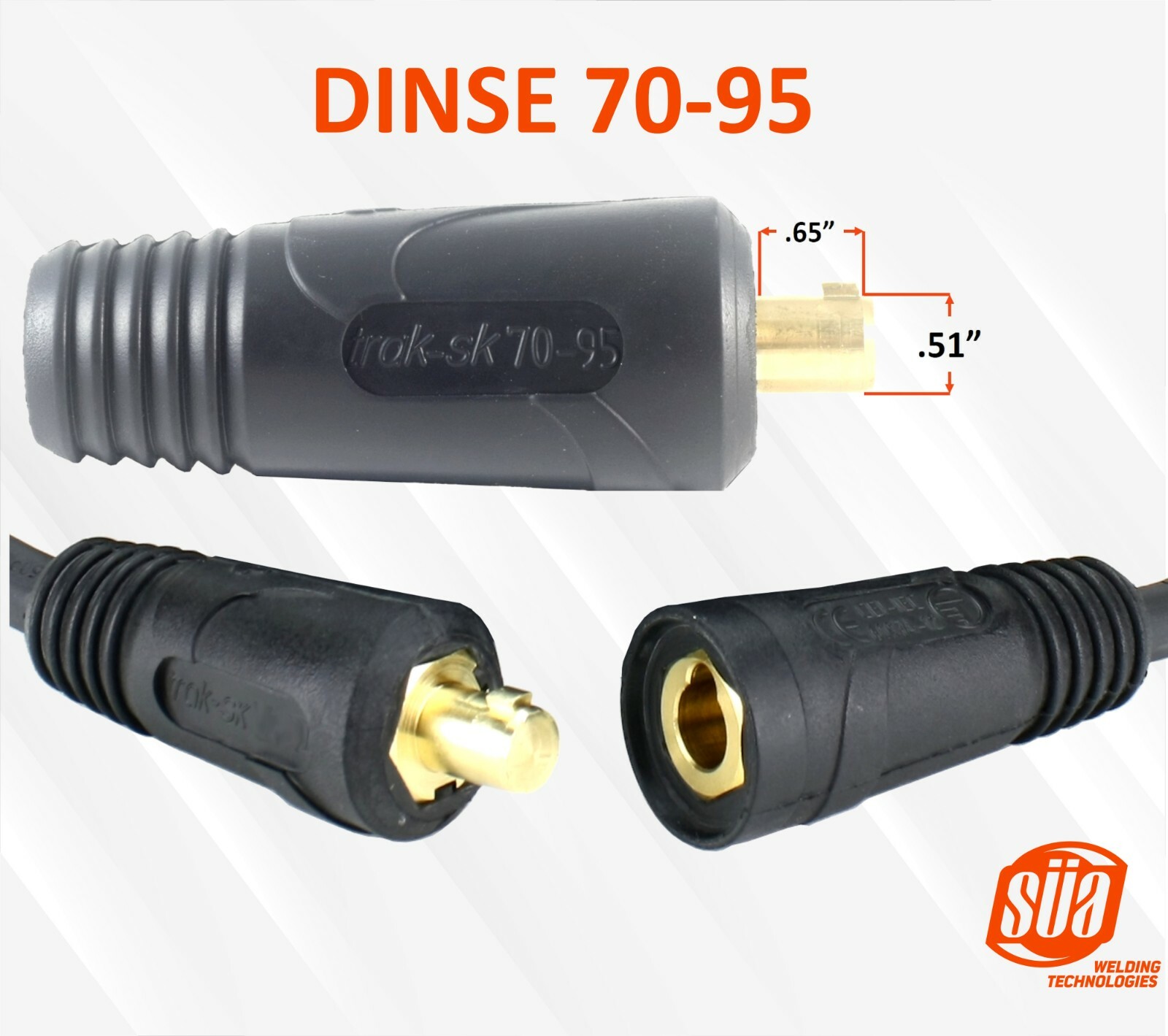 500 Amp Welding Lead Extension - Dinse 70-95 Male/Female Connector - 2/0 Cable