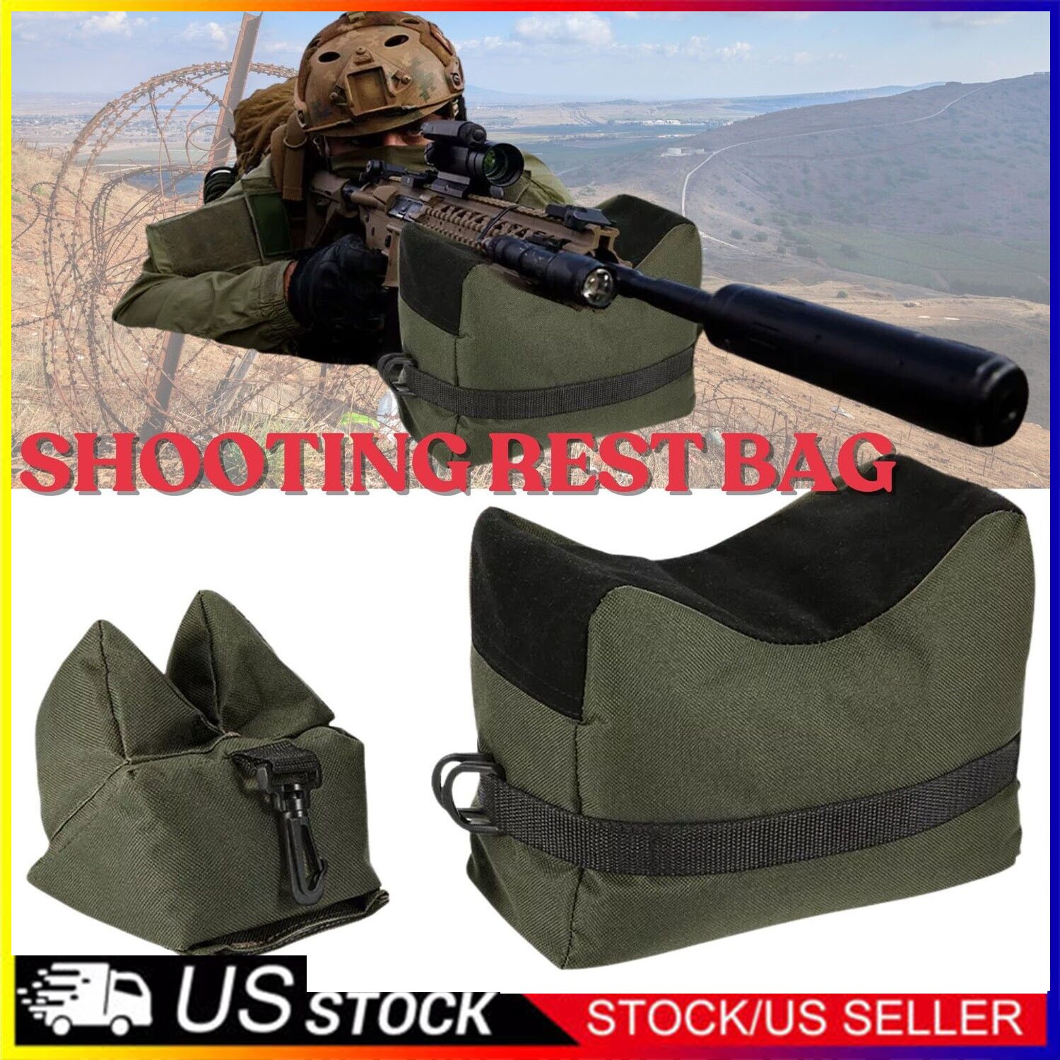 Shooting Range Sand Bag Tactical Rifle Gun Target Hunting Rear Sandbag Bench Set