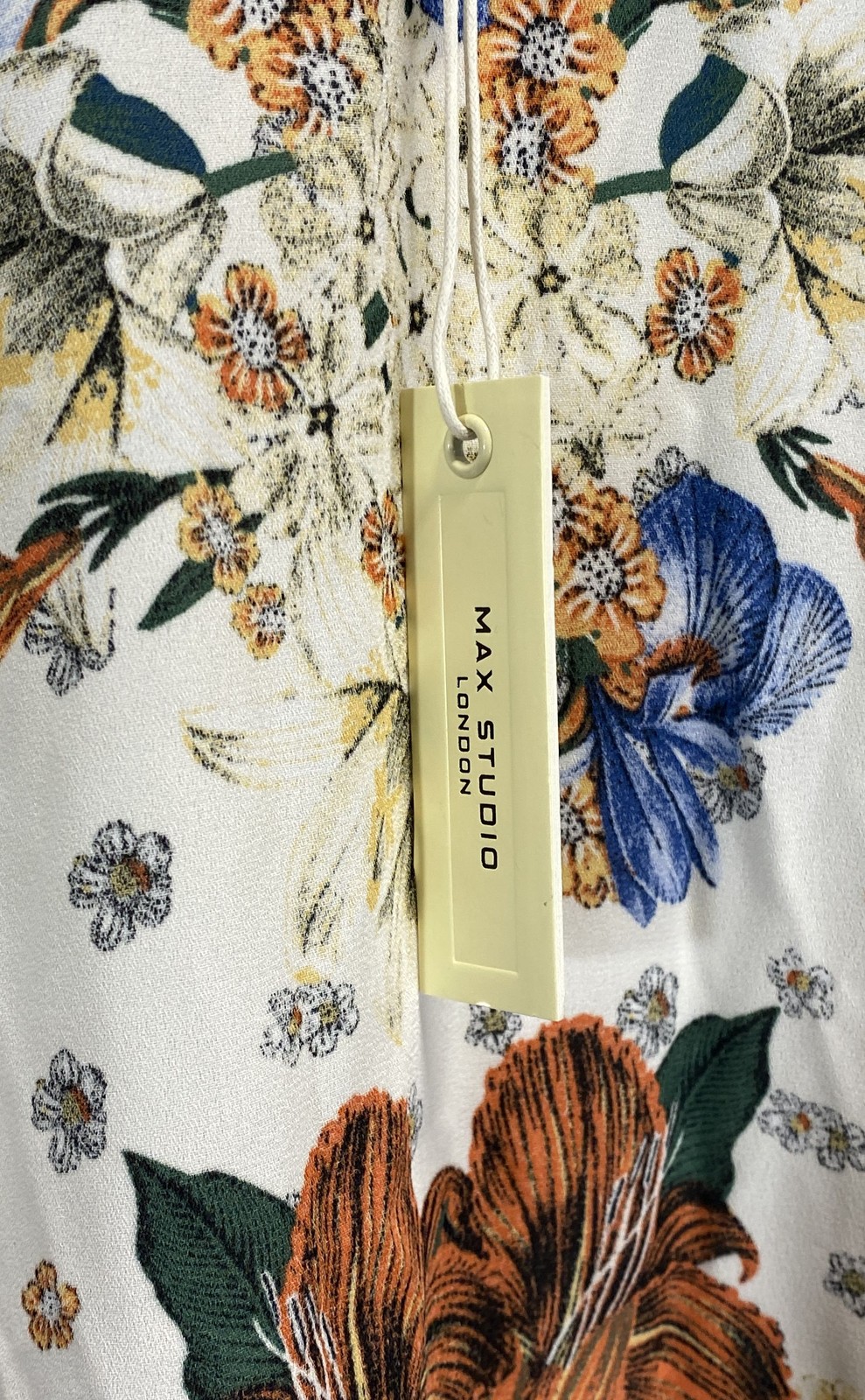 Max Studio Women's White Blue Floral Kimono Cardigan Tunic Top NWT Size XL