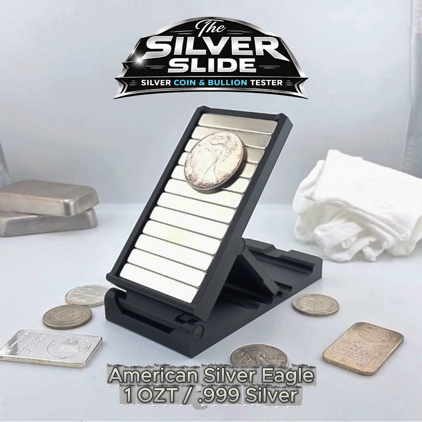 The Silver Slide Magnet Slide Test Kit For Silver Coins & Bullion, N52 Neodymium