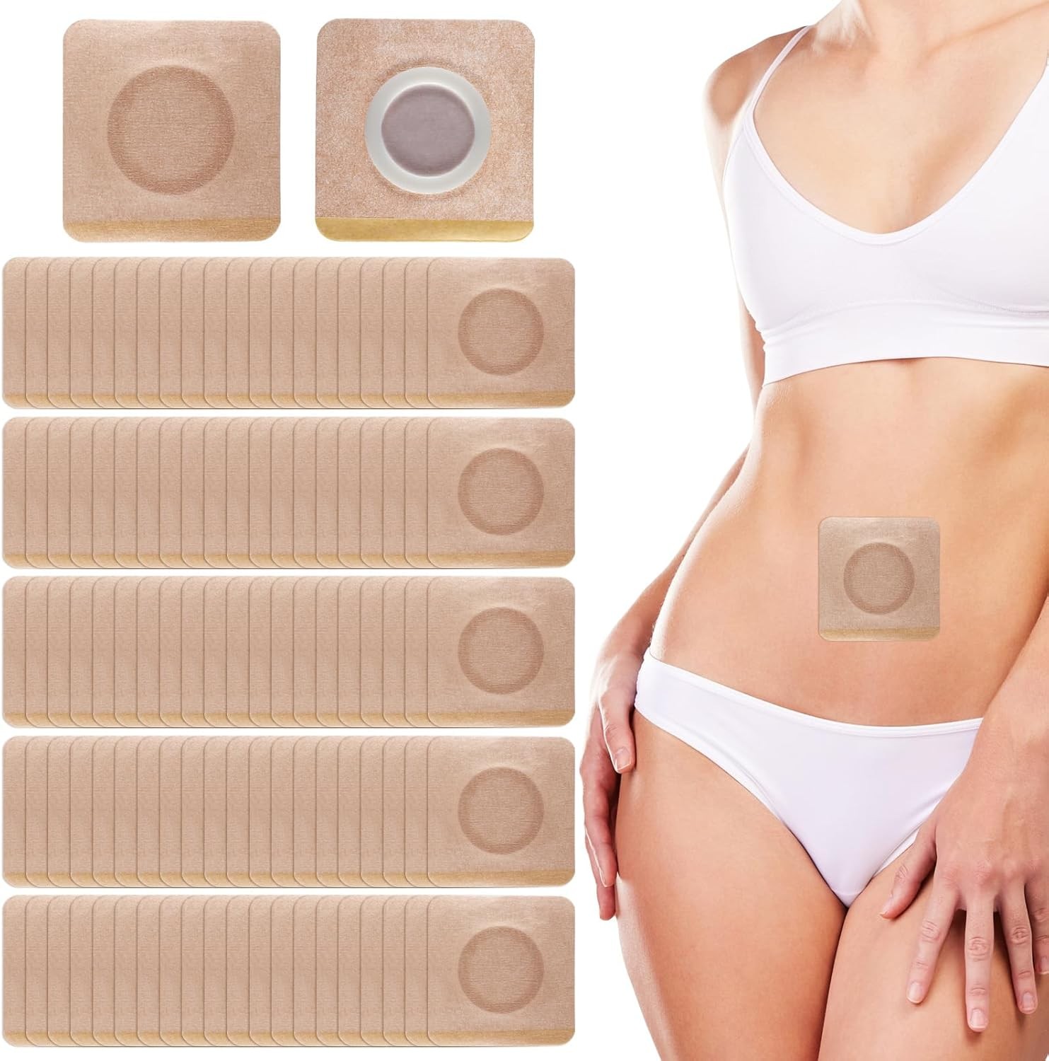 100PCS Castor Oil Patches Castor Oil Pack Wrap Disposable Self-Adhesive Organic