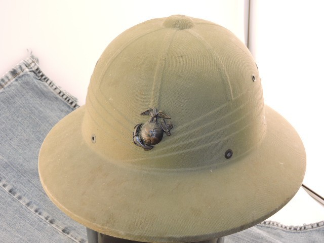 Vintage 1942-45 WW2 USMC Tropical Sun Pith Safari Helmet