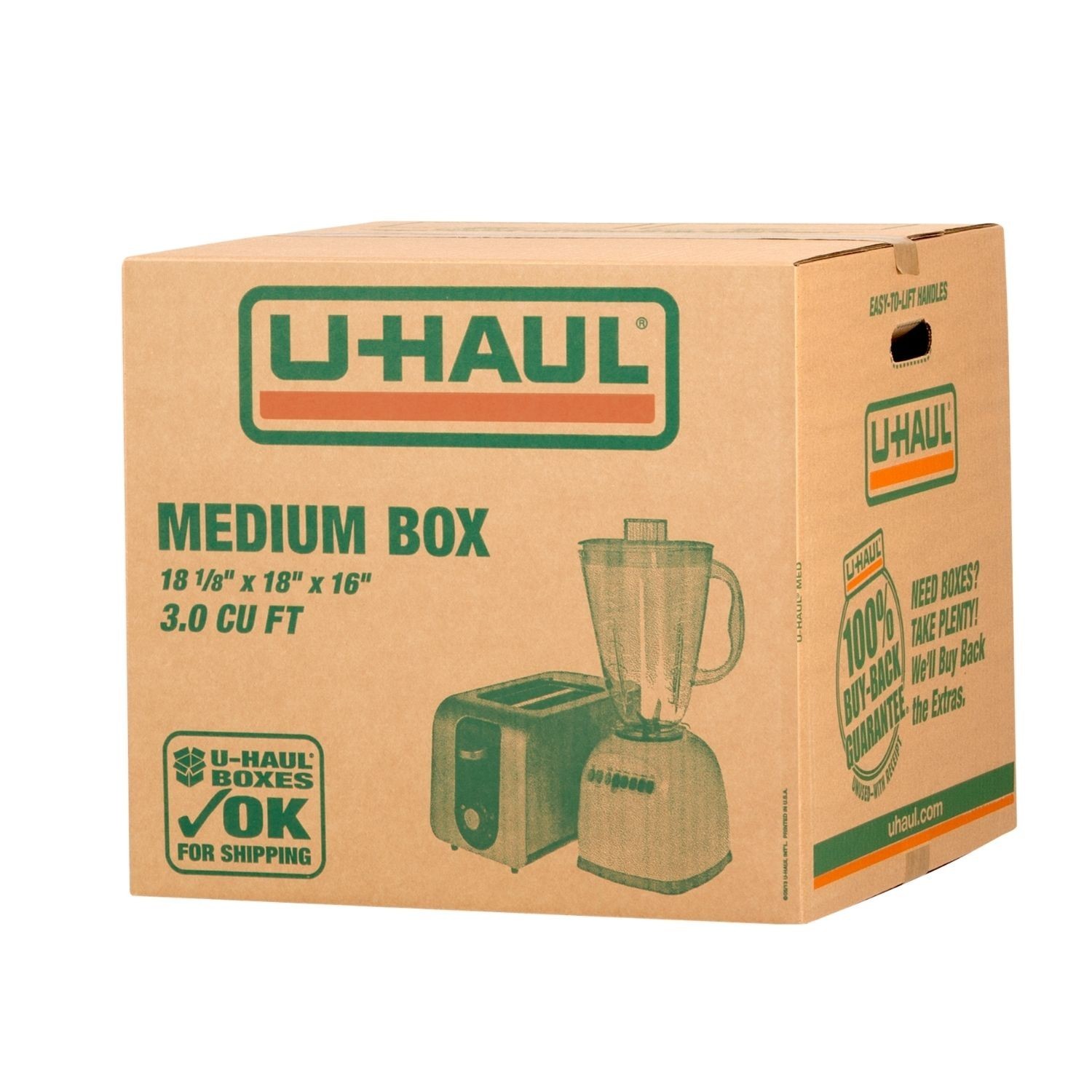 Medium Shipping & Moving Boxes - 10 Boxes with Handles-18”1/18 X 18” X 16”