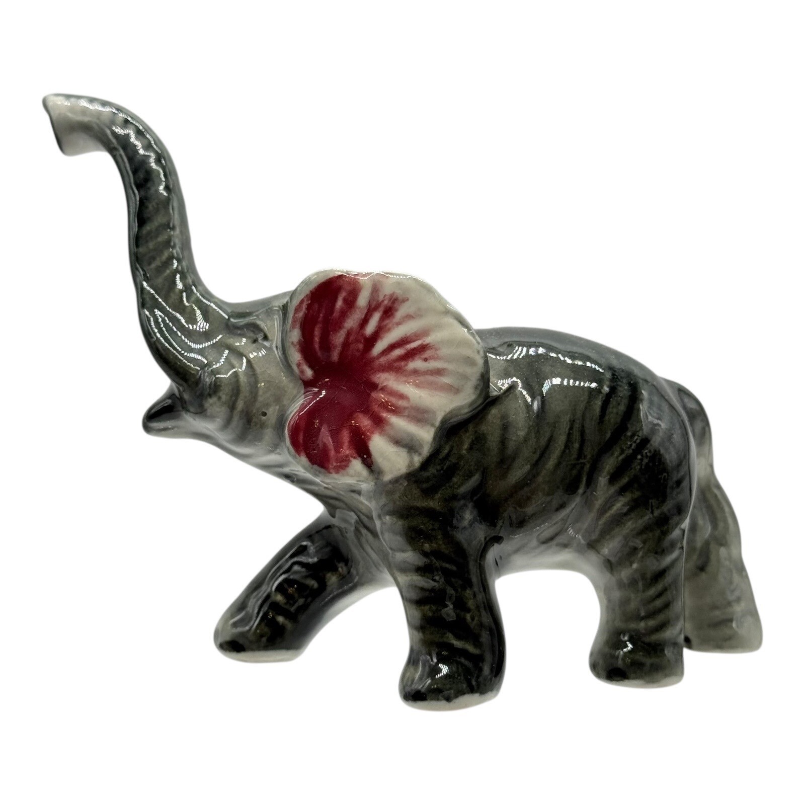 Elephant Figurine Trunk Up Ceramic Animal Statue Decor Collectible Vintage Gift