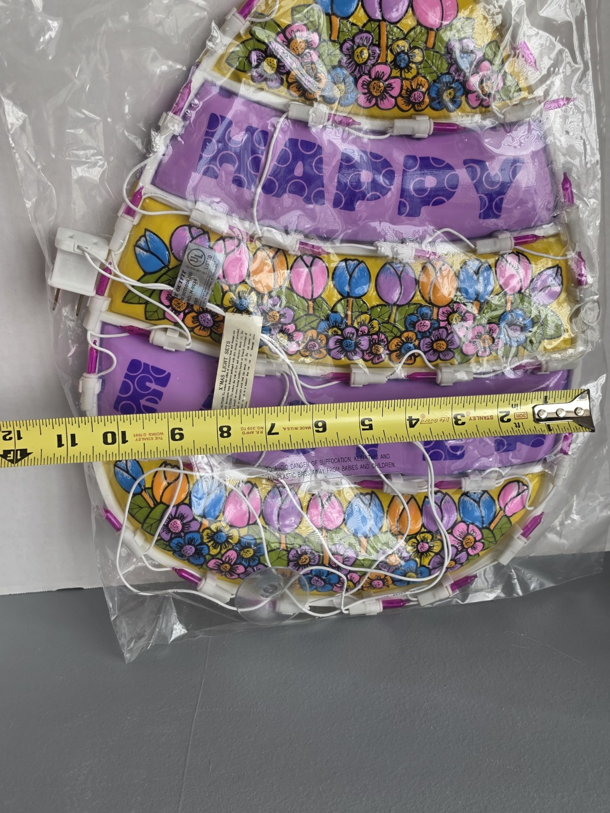 Vintage 1997 Lighted Easter Egg Window Sculpture - NIB - Retro 90s Holiday Decor