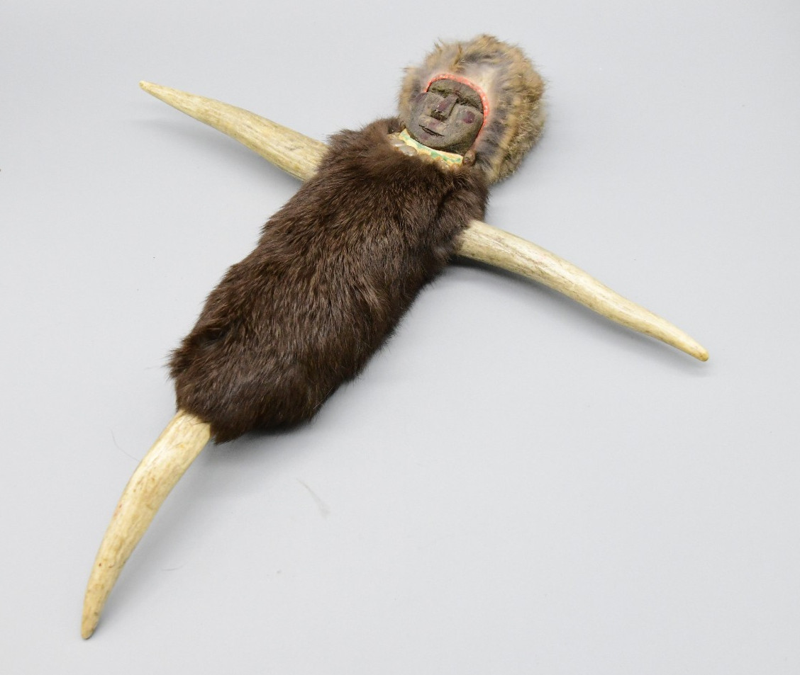 Sioux Two Ceremonial Totems Deer Antler Effigy and Rattle