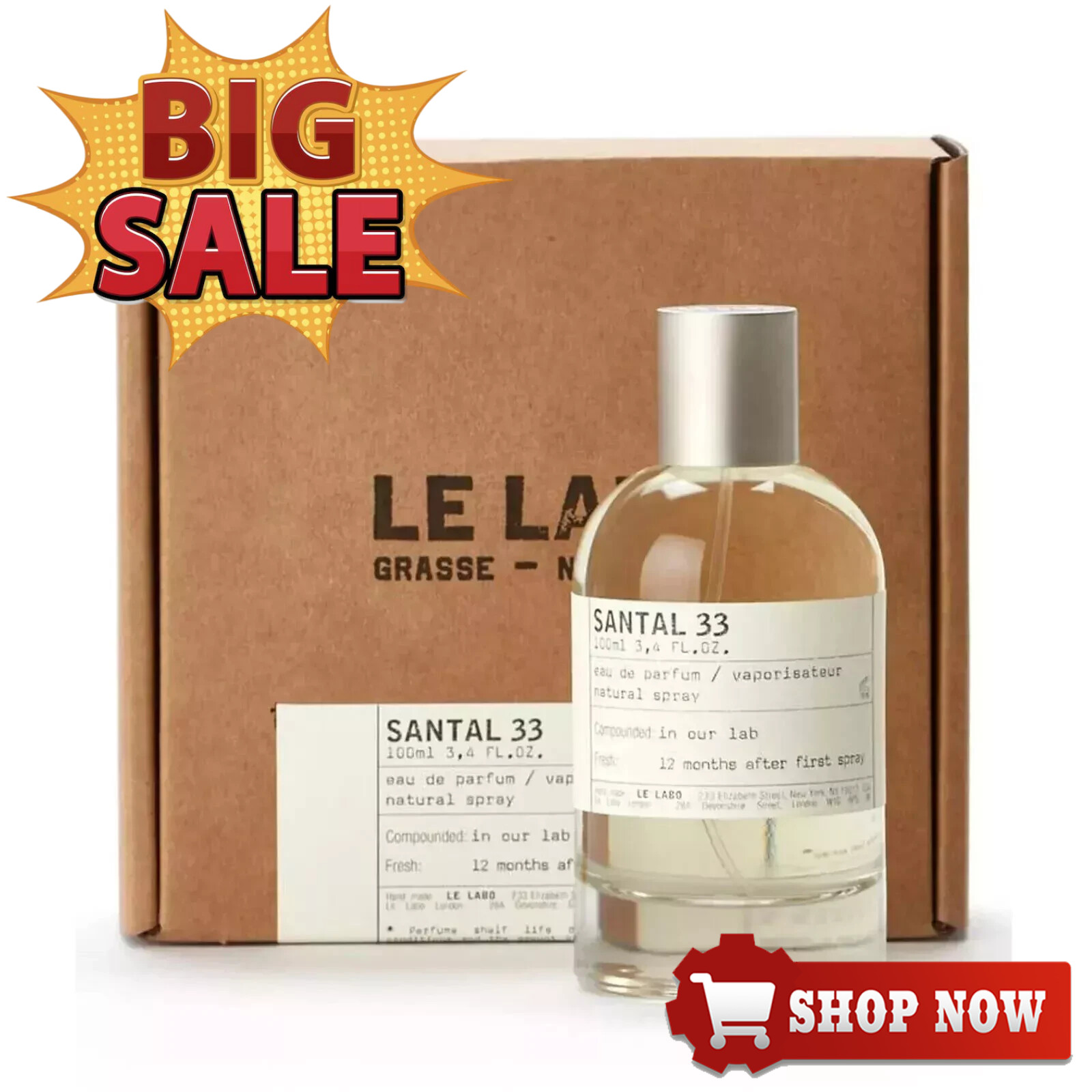 Le Labo Santal 33 Eau de Parfum Spray 3.4 Oz / 100 ML For Unisex New In Box