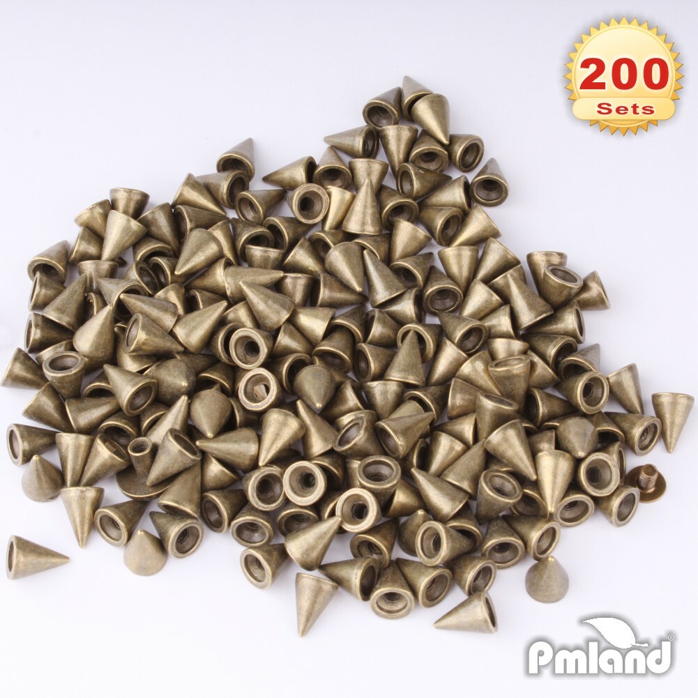 200 Sets/Pairs 9.5mm Bronze Cone Spikes Screwback Studs DIY Craft Rivets Punk