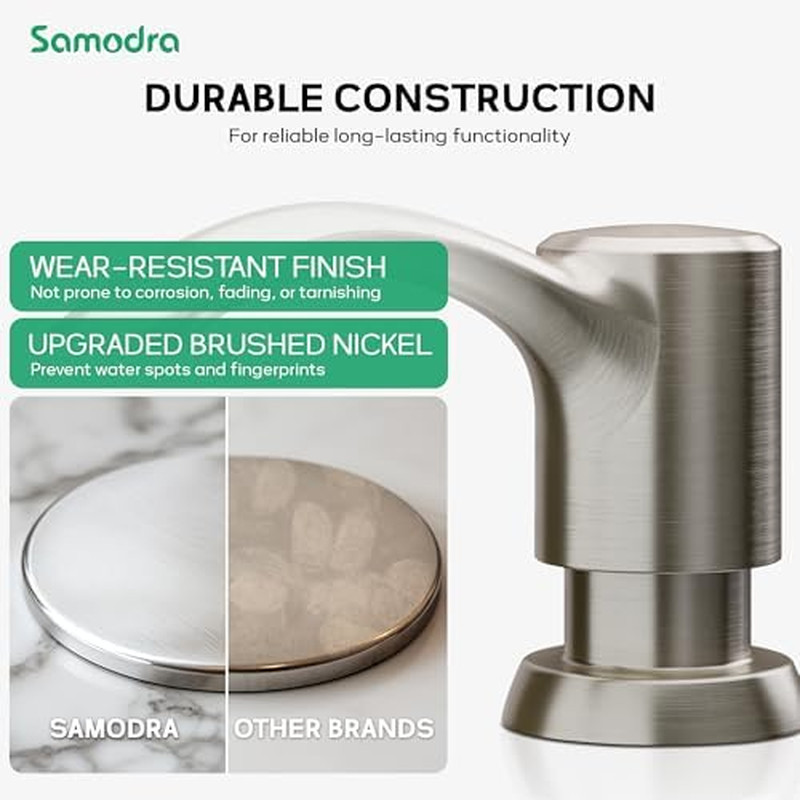 Built in Kitchen Sink Soap Dispenser (Brushed Nickel) with 12 oz Large PET Lotio