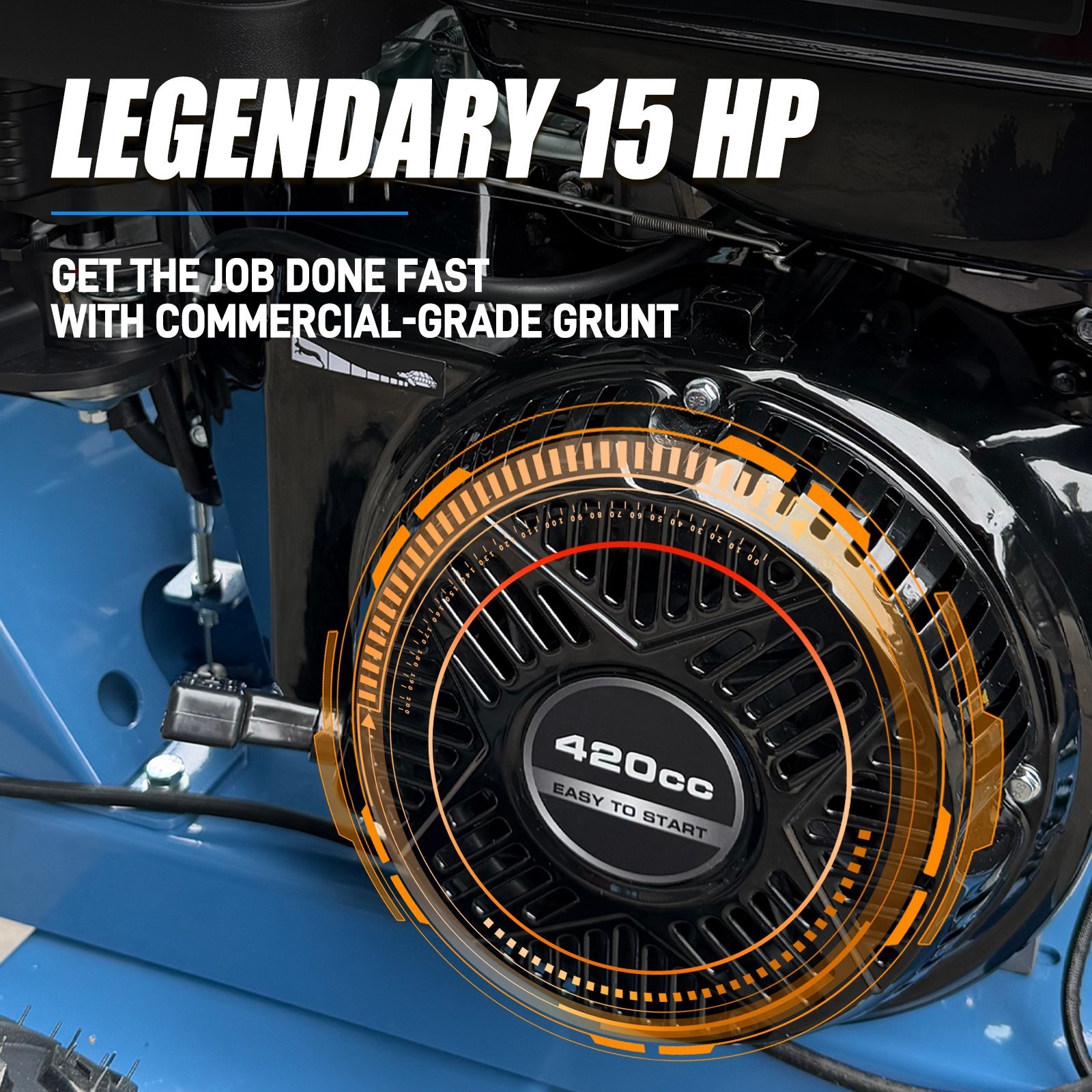 15HP Gas Stump Grinder Electric Start 15'' Cutting Height 10'' Cutting Depth