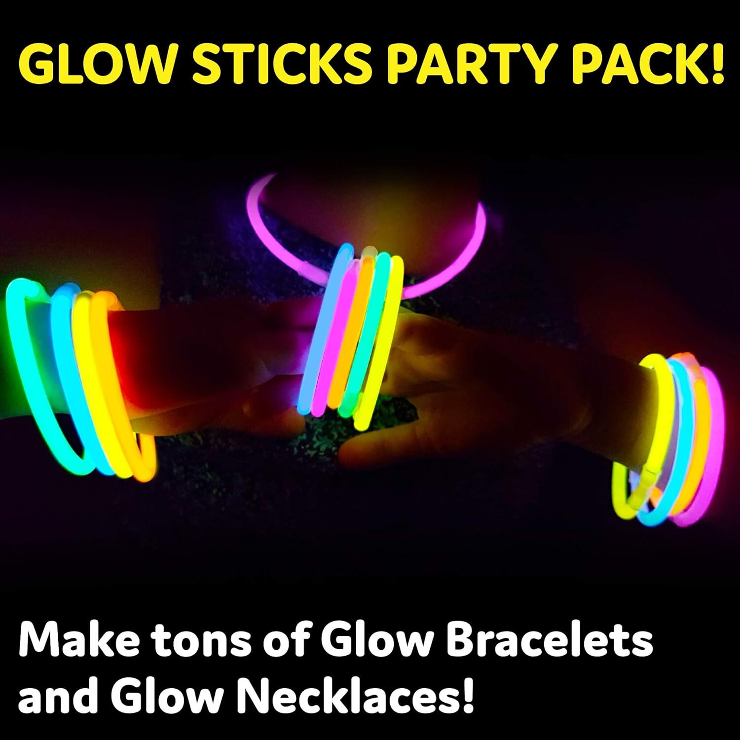 100 Ultra Bright Glow Sticks Bracelets and Necklaces - Premium Glow