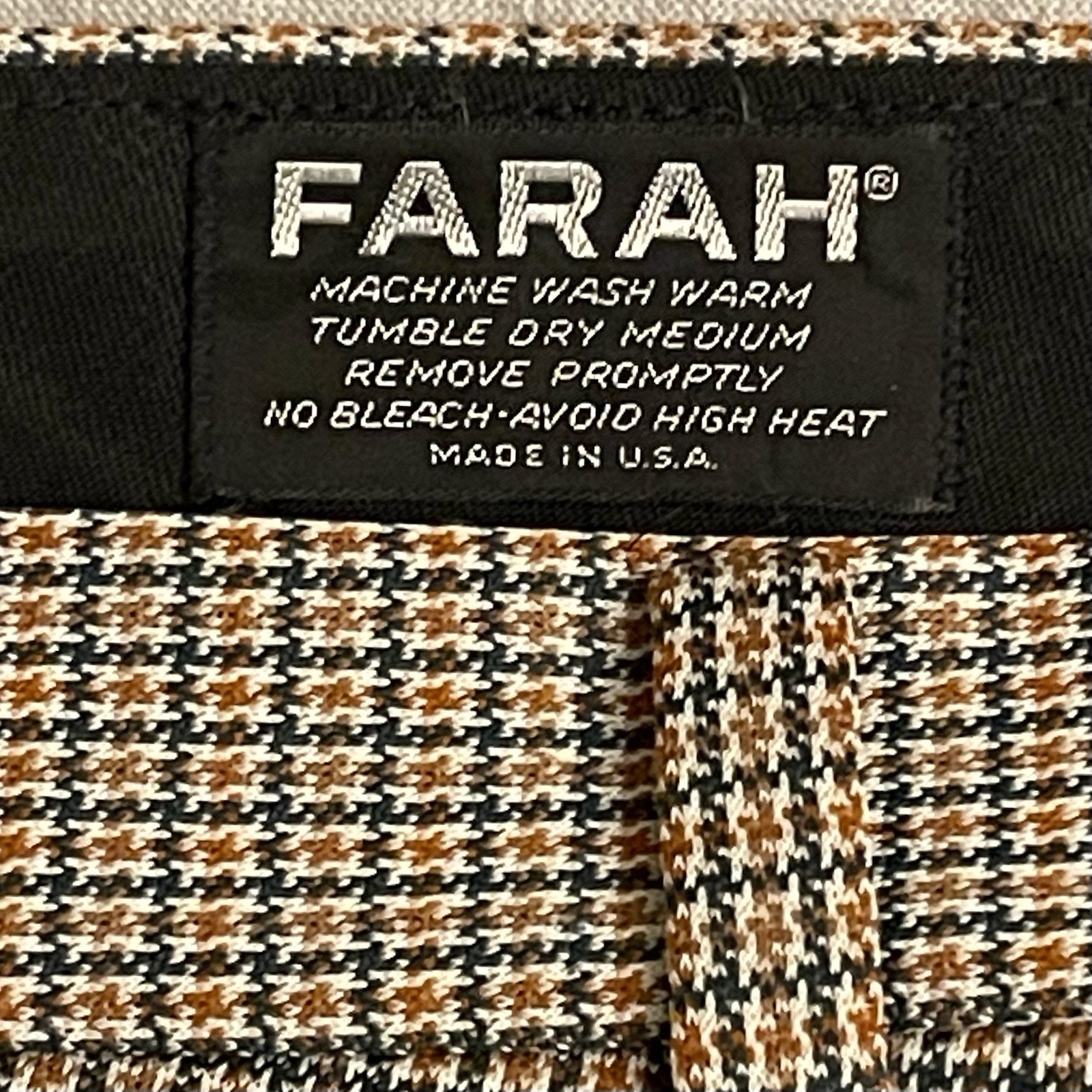 VTG 70s Farah Polyester Pants High Waist Wide Leg Retro Disco Mens Size 34x29